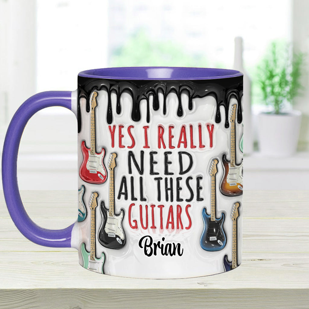 Personalized Guitar Accent Mug Yes I Really Do Need All These Guitars Gifts For New Guitar Players - Image 7