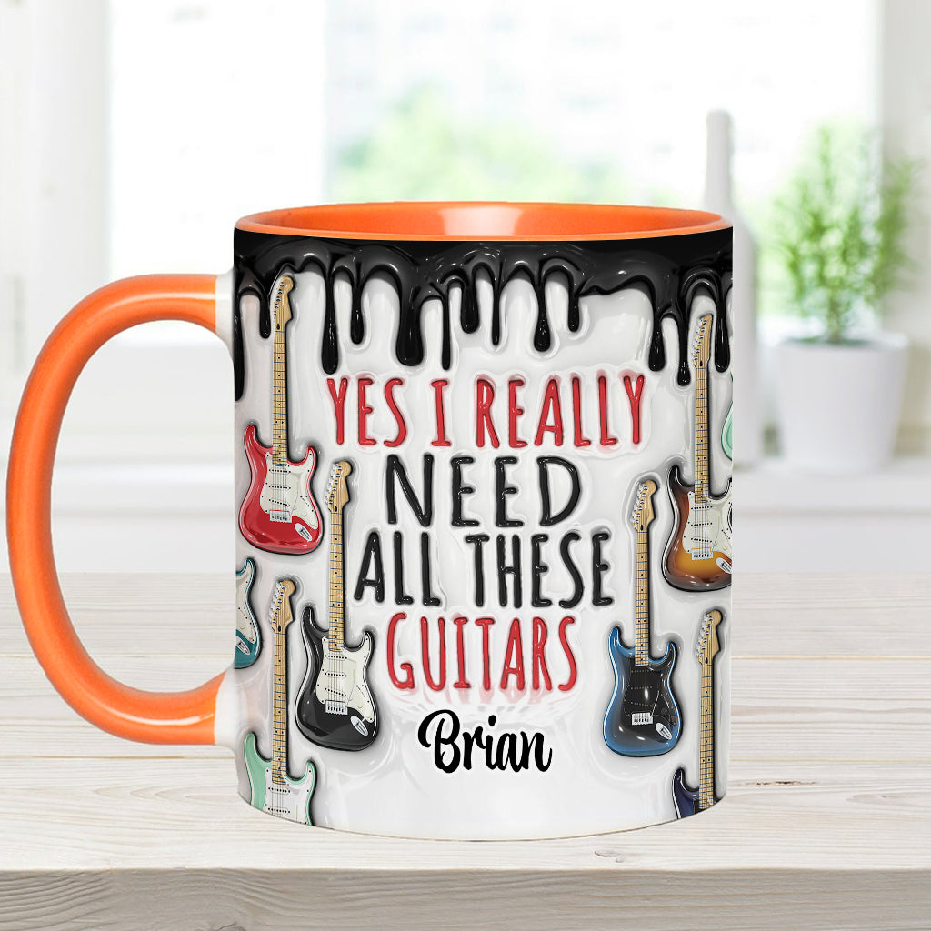 Personalized Guitar Accent Mug Yes I Really Do Need All These Guitars Gifts For New Guitar Players - Image 5