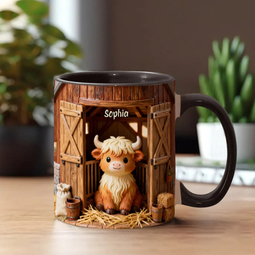Personalized Highland Cow Accent Mug Cute Cow Highland Cow Stuff Gifts - Image 2