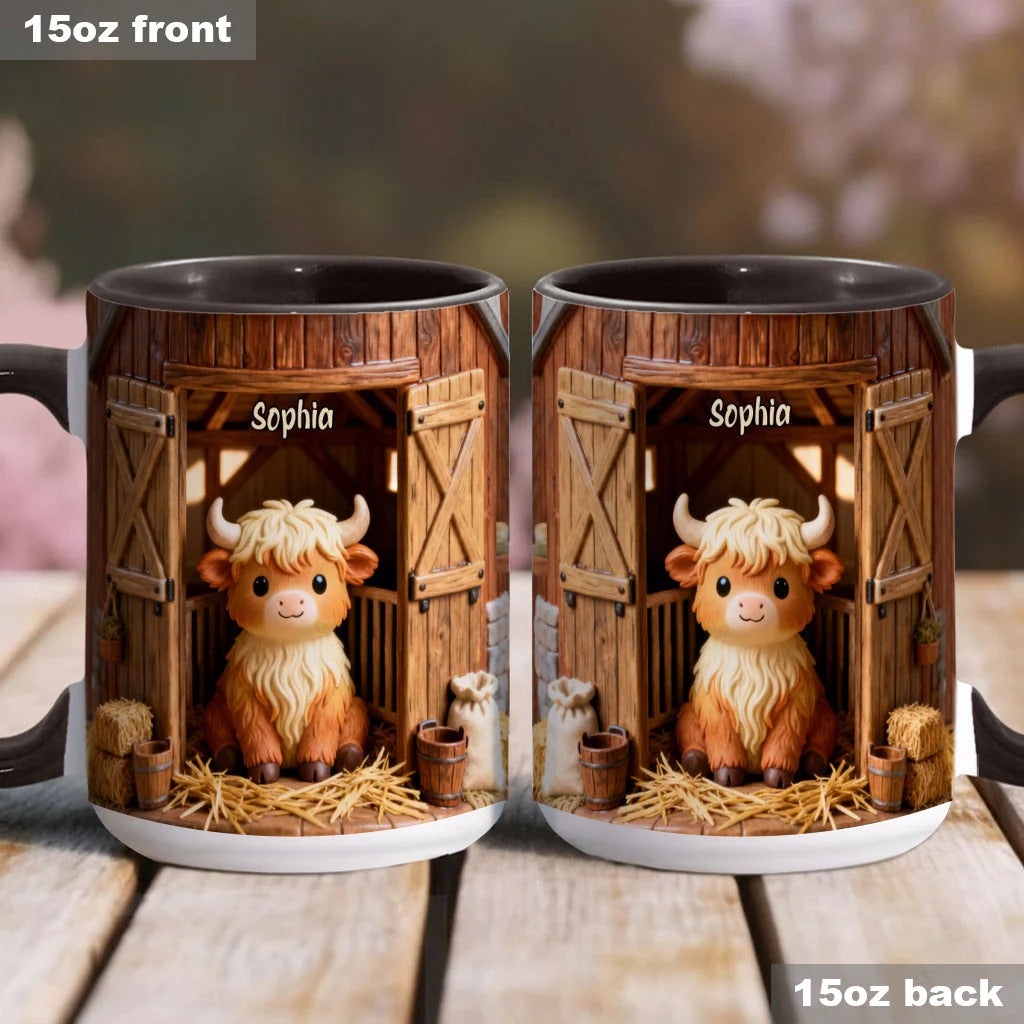 Personalized Highland Cow Accent Mug Cute Cow Highland Cow Stuff Gifts - Image 4
