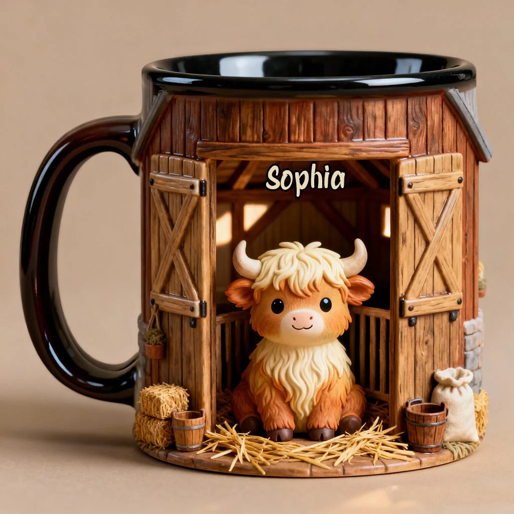Personalized Highland Cow Accent Mug Cute Cow Highland Cow Stuff Gifts