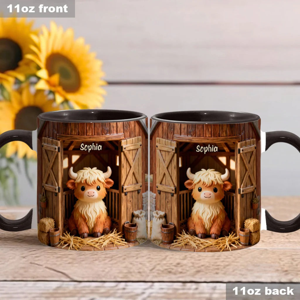 Personalized Highland Cow Accent Mug Cute Cow Highland Cow Stuff Gifts - Image 3