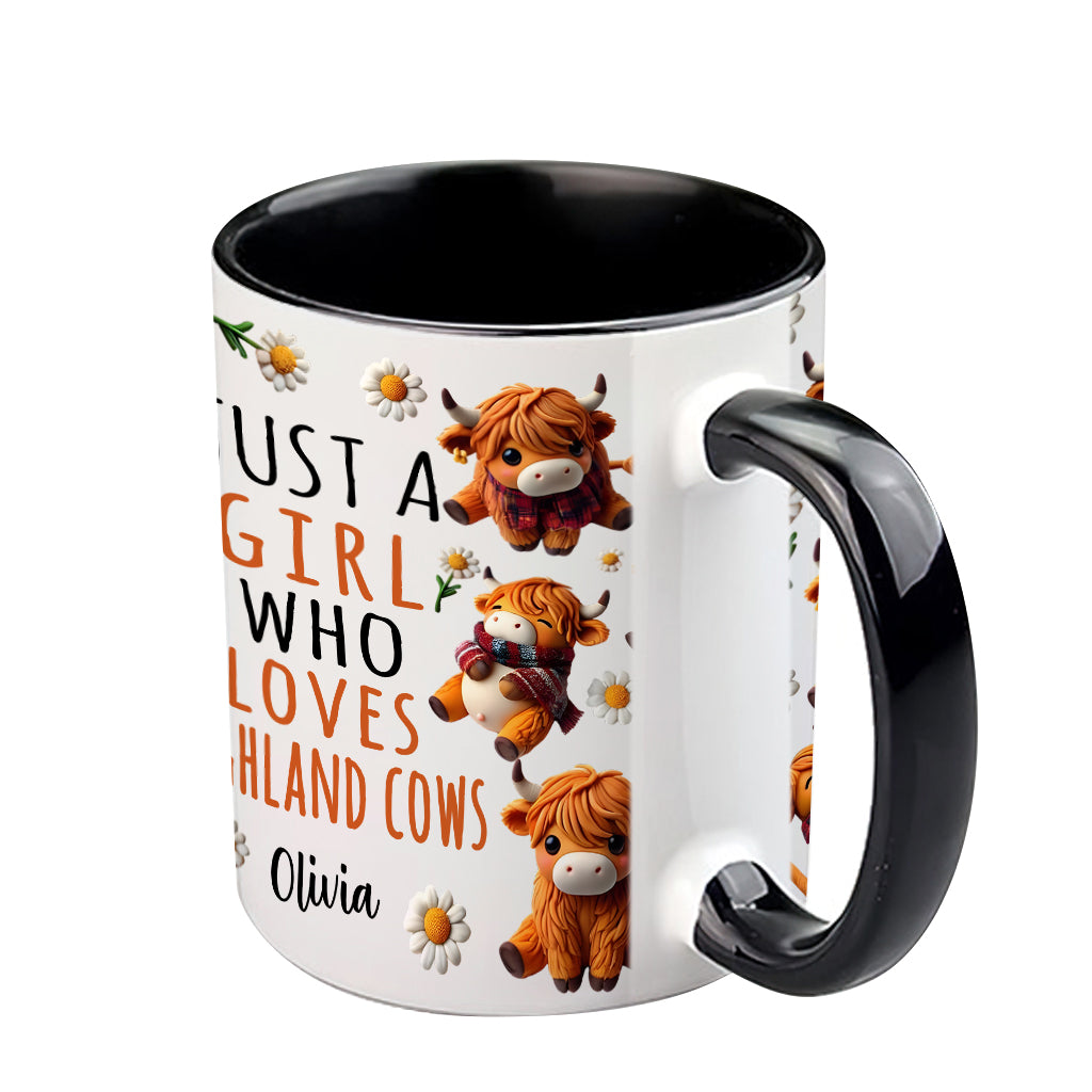 Personalized Highland Cow Accent Mug Just A Girl Who Loves Highland Cows Highland Cattle Gifts For Her - Image 5