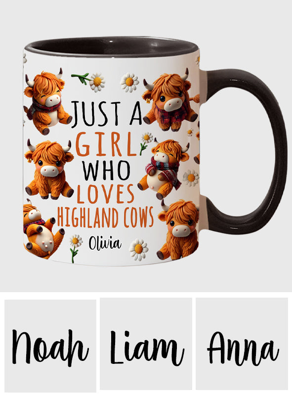Personalized Highland Cow Accent Mug Just A Girl Who Loves Highland Cows Highland Cattle Gifts For Her - Image 16