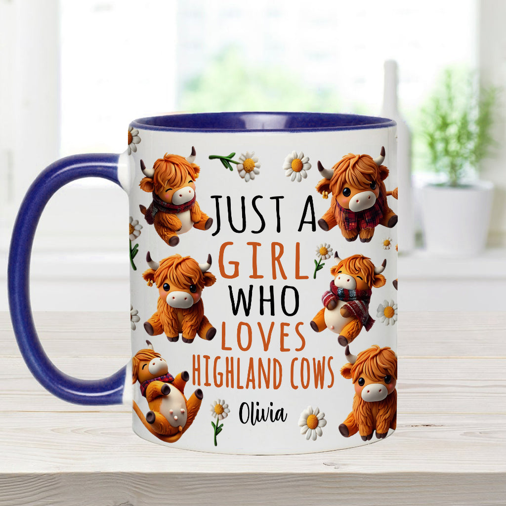 Personalized Highland Cow Accent Mug Just A Girl Who Loves Highland Cows Highland Cattle Gifts For Her - Image 10