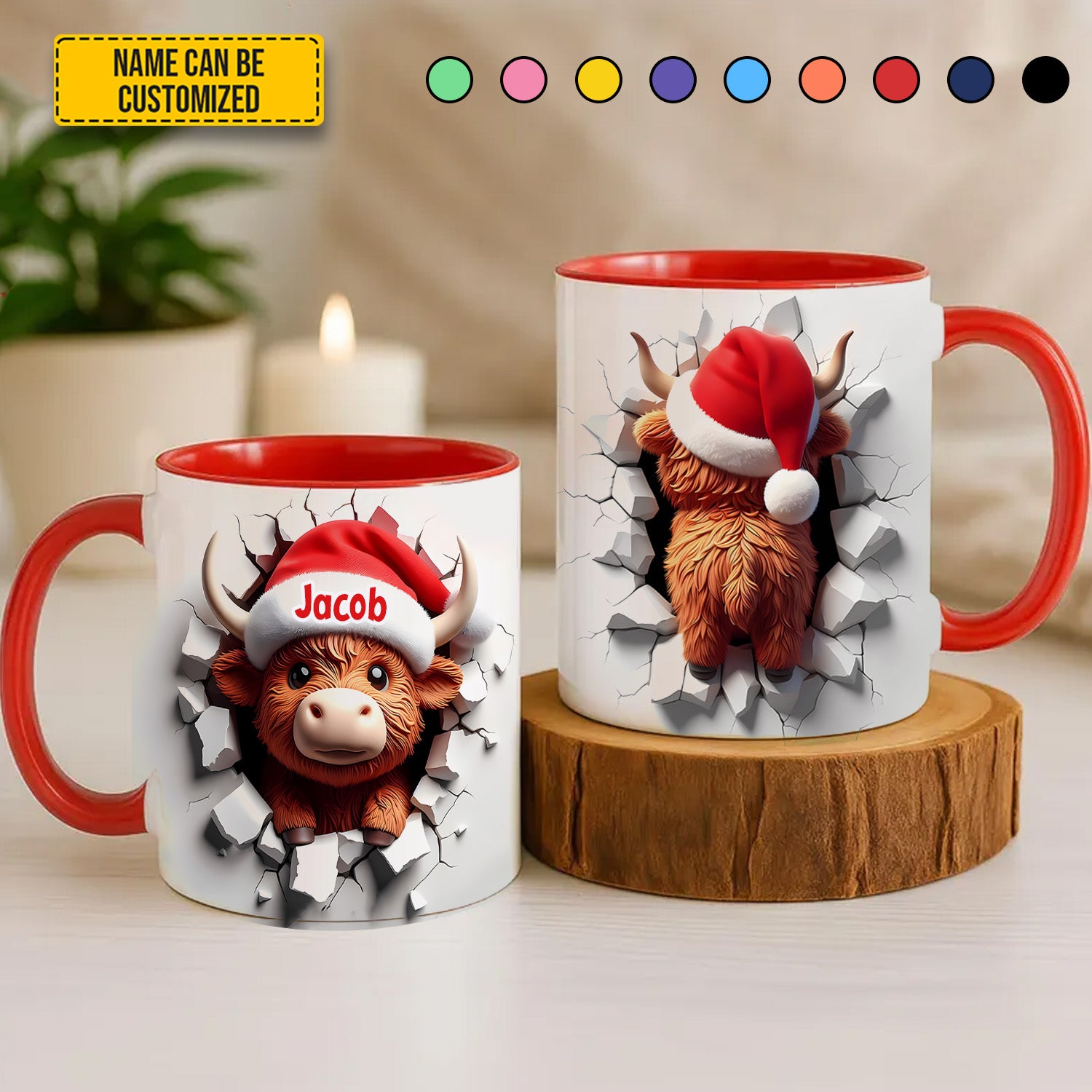 Personalized Highland Cow Christmas Mug Highland Cow Themed Gifts
