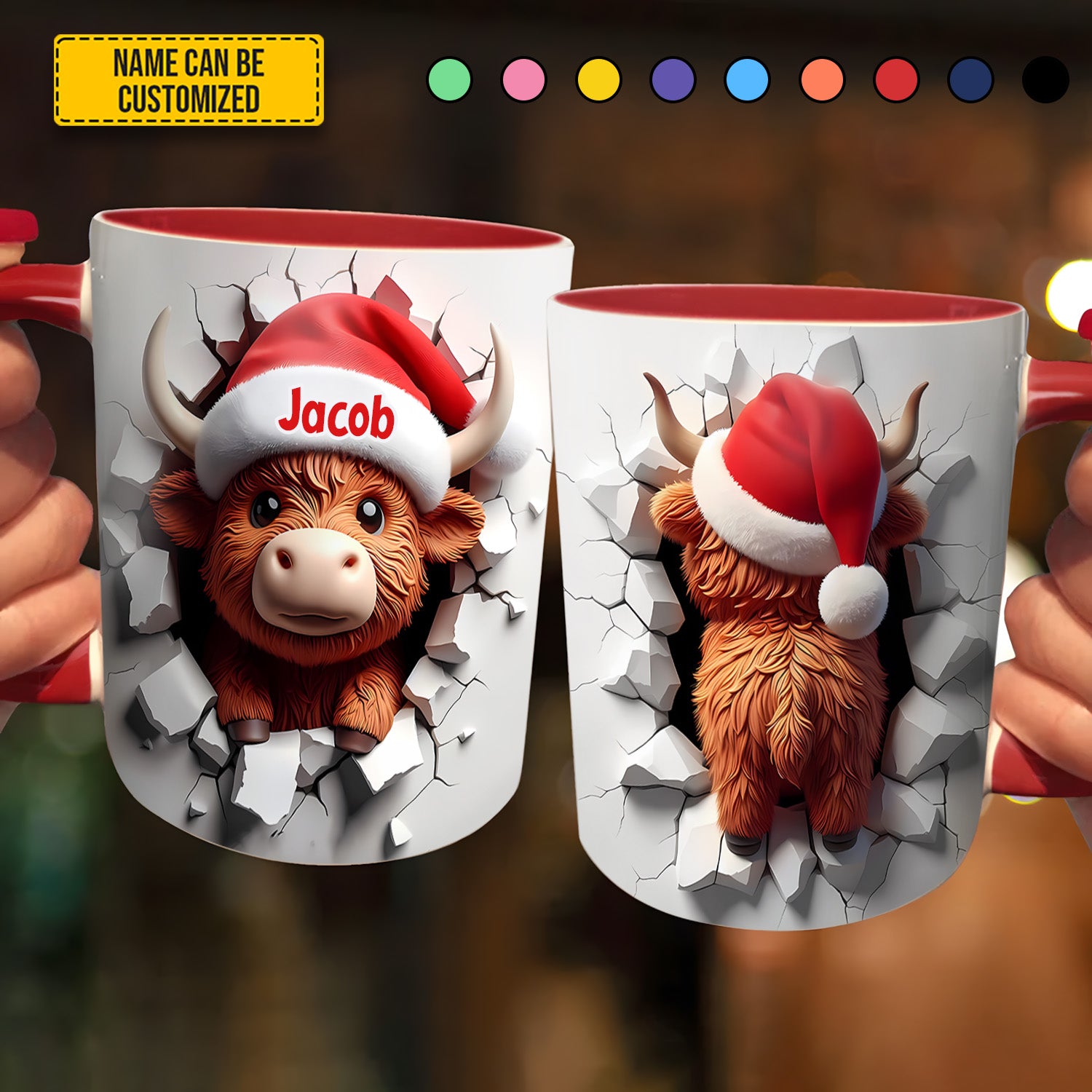 Personalized Highland Cow Christmas Mug Highland Cow Themed Gifts - Image 3