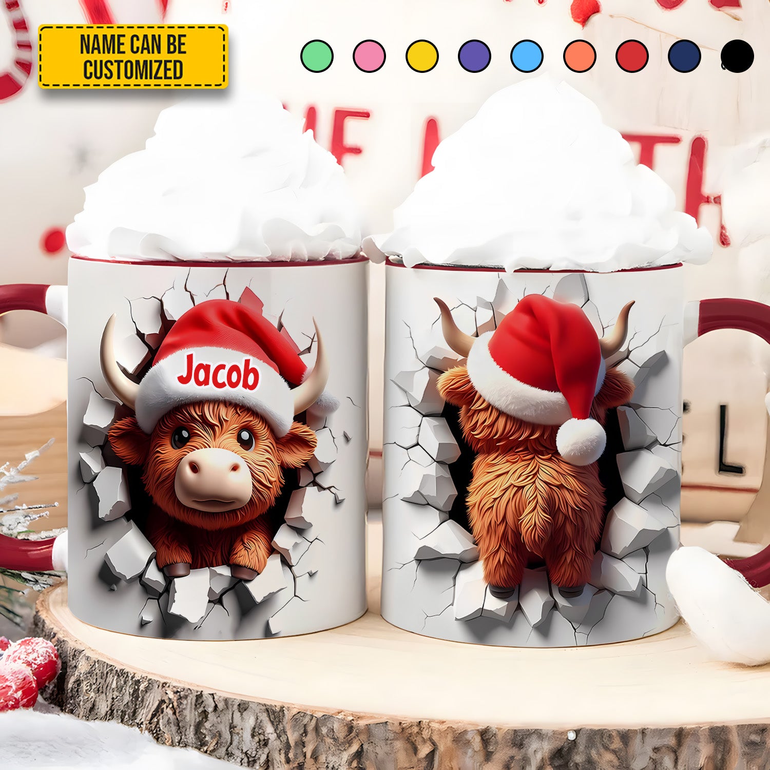 Personalized Highland Cow Christmas Mug Highland Cow Themed Gifts - Image 4