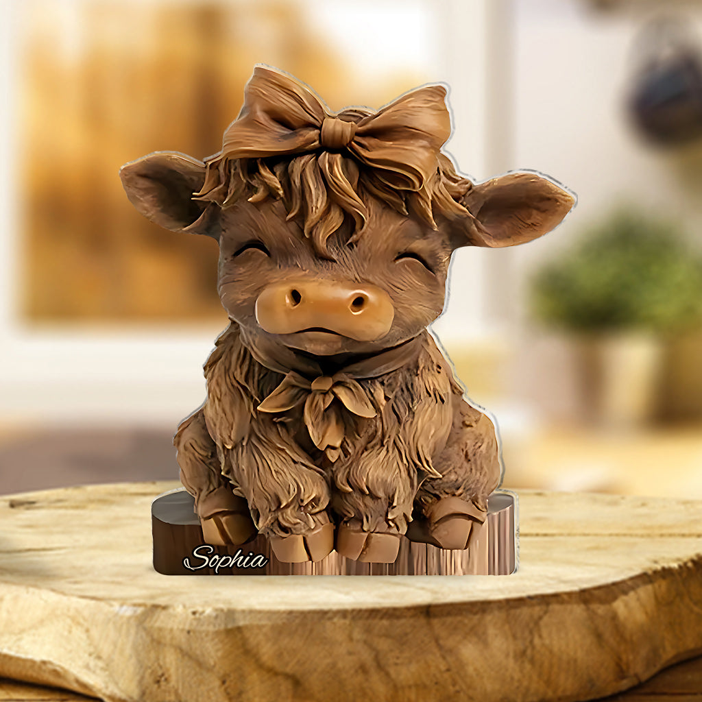 Personalized Highland Cow Custom Shaped Acrylic Plaque Cute Highland Cow Gifts For Daughters