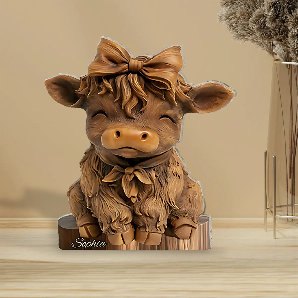 Personalized Highland Cow Custom Shaped Acrylic Plaque Cute Highland Cow Gifts For Daughters - Image 2