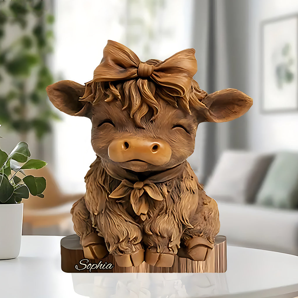Personalized Highland Cow Custom Shaped Acrylic Plaque Cute Highland Cow Gifts For Daughters - Image 3