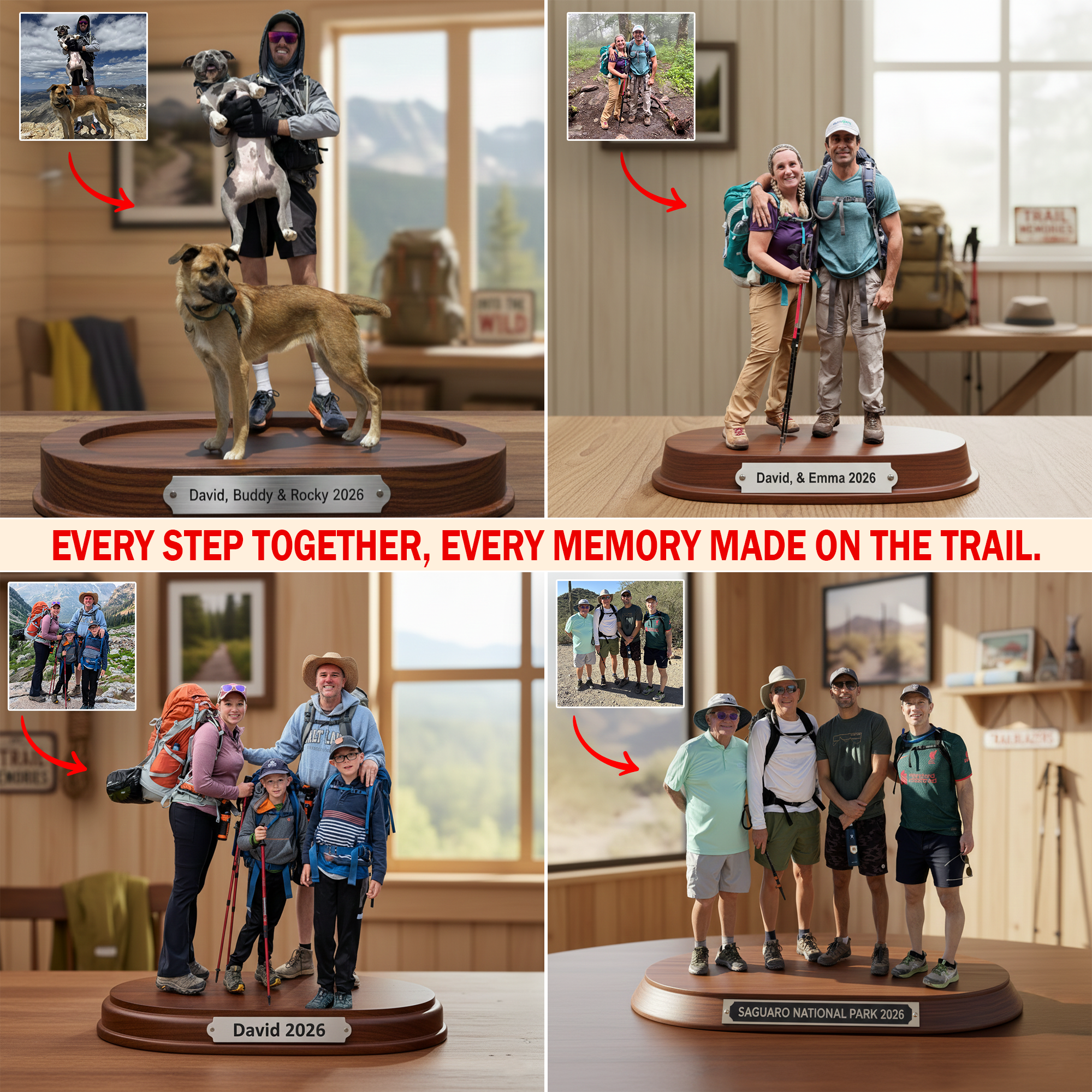 Personalized Hiking Acrylic Plaque Memories On The Trail Gift For Hiker