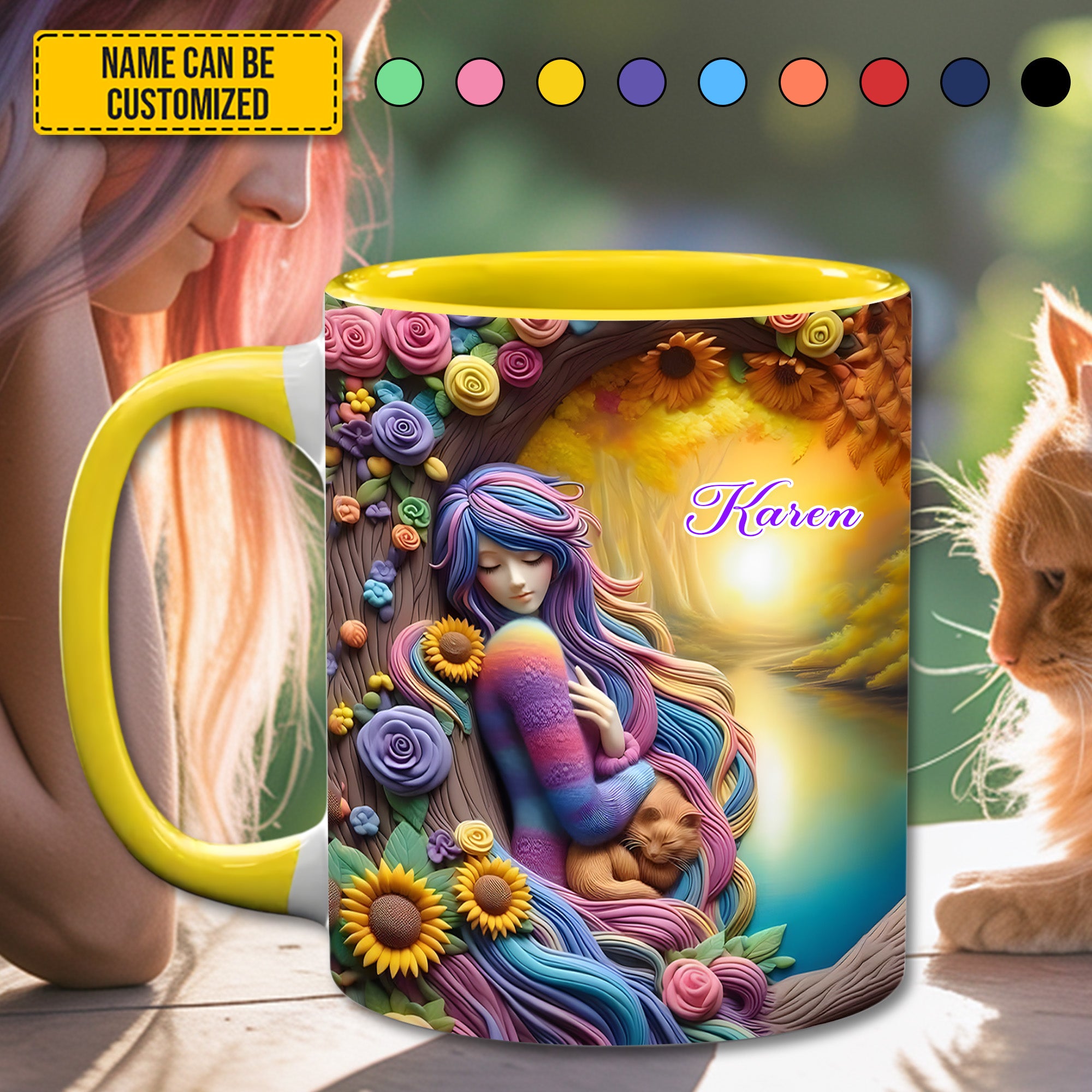 Personalized Hippie Accent Mug Dreamy Girl Hippie Gifts Ideas For Her - Image 4