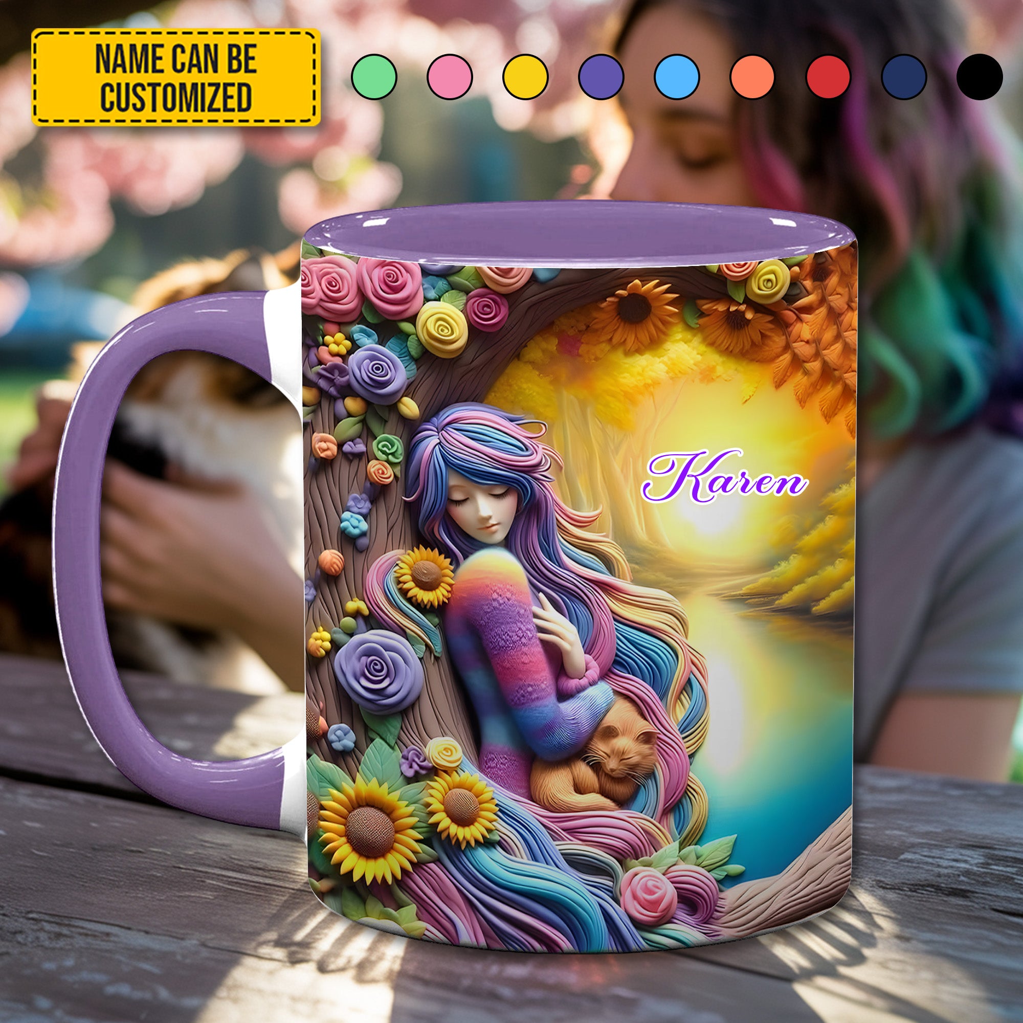 Personalized Hippie Accent Mug Dreamy Girl Hippie Gifts Ideas For Her - Image 3