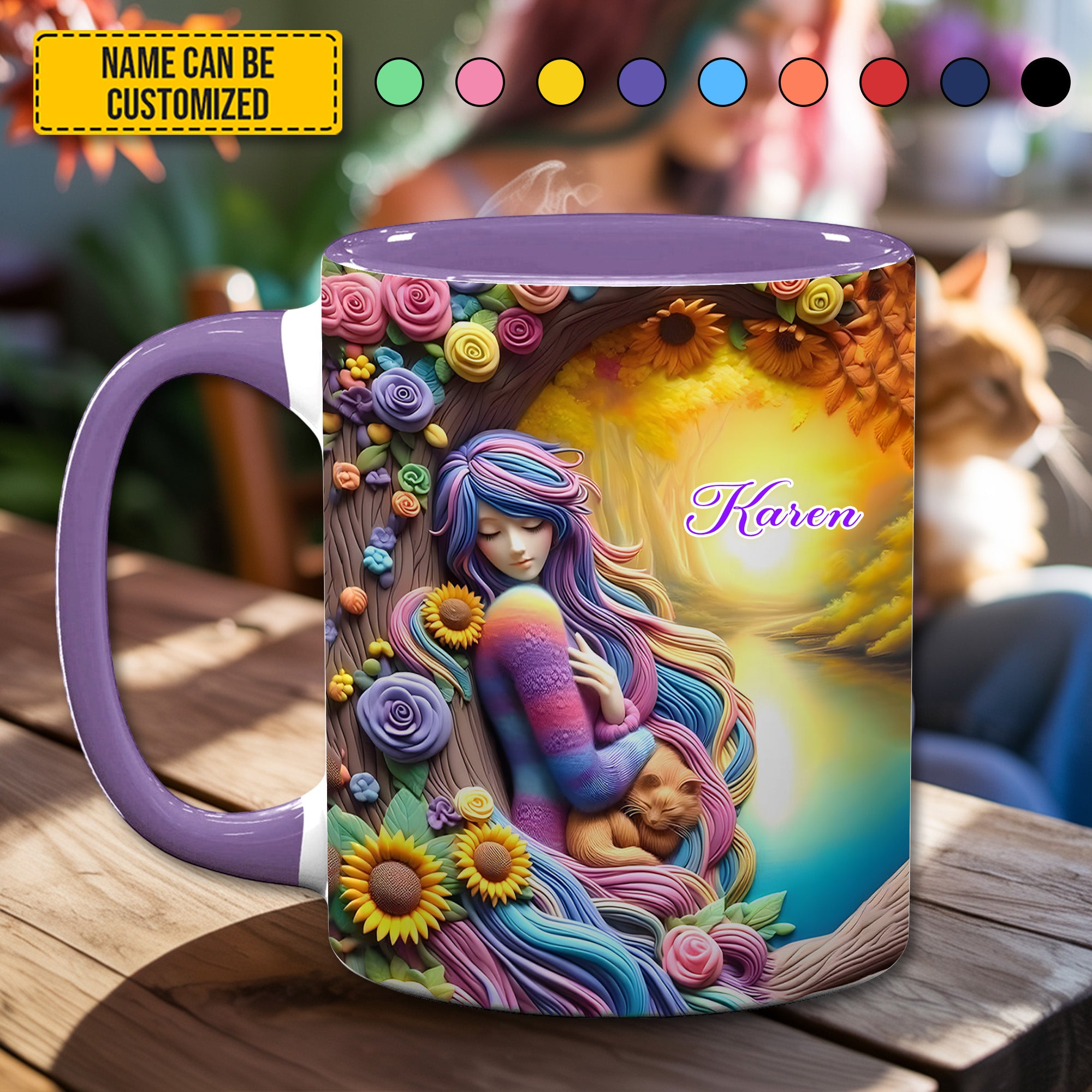 Personalized Hippie Accent Mug Dreamy Girl Hippie Gifts Ideas For Her - Image 2