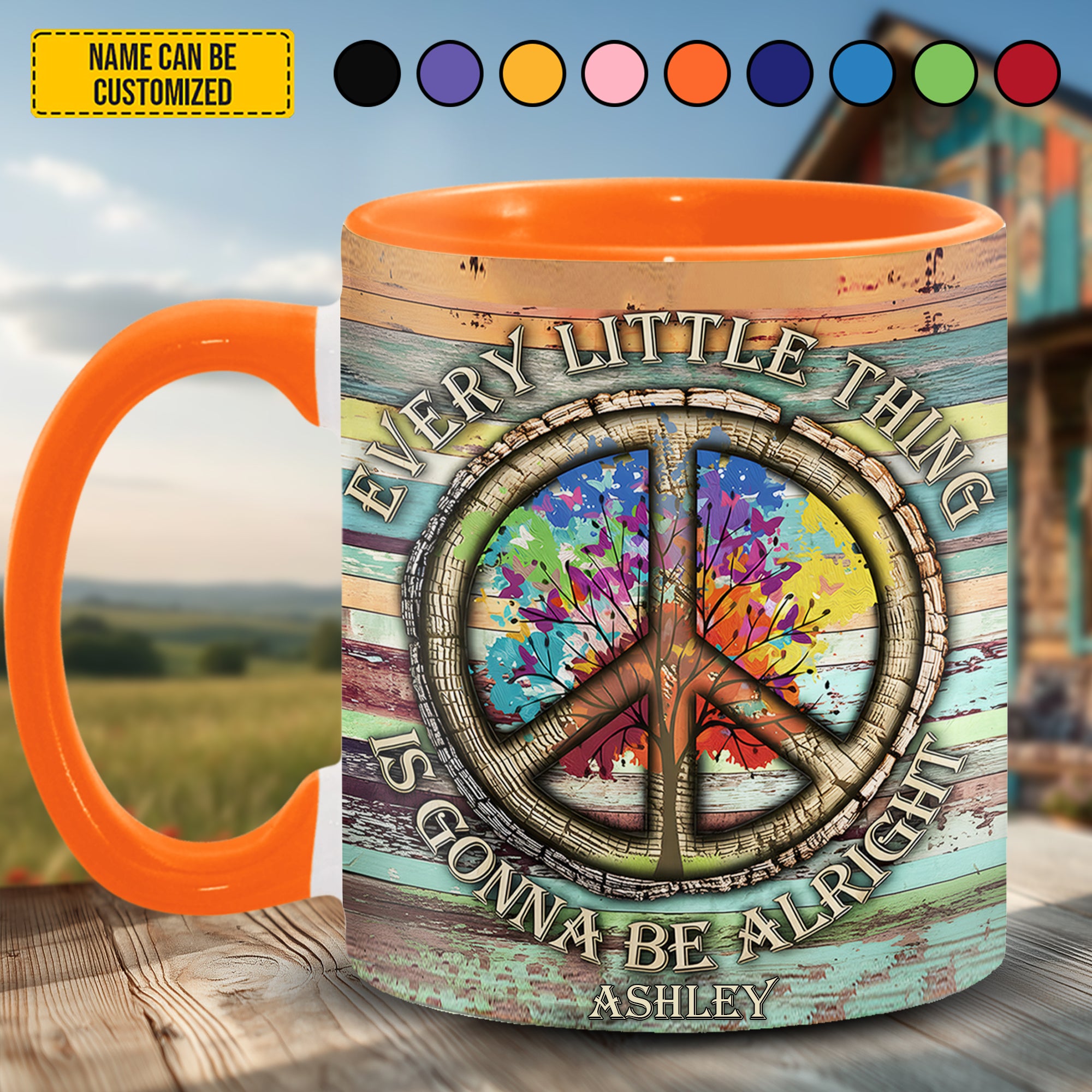 Personalized Hippie Accent Mug Every Little Thing Is Gonna Be Alright Best Gifts For Hippie Mom