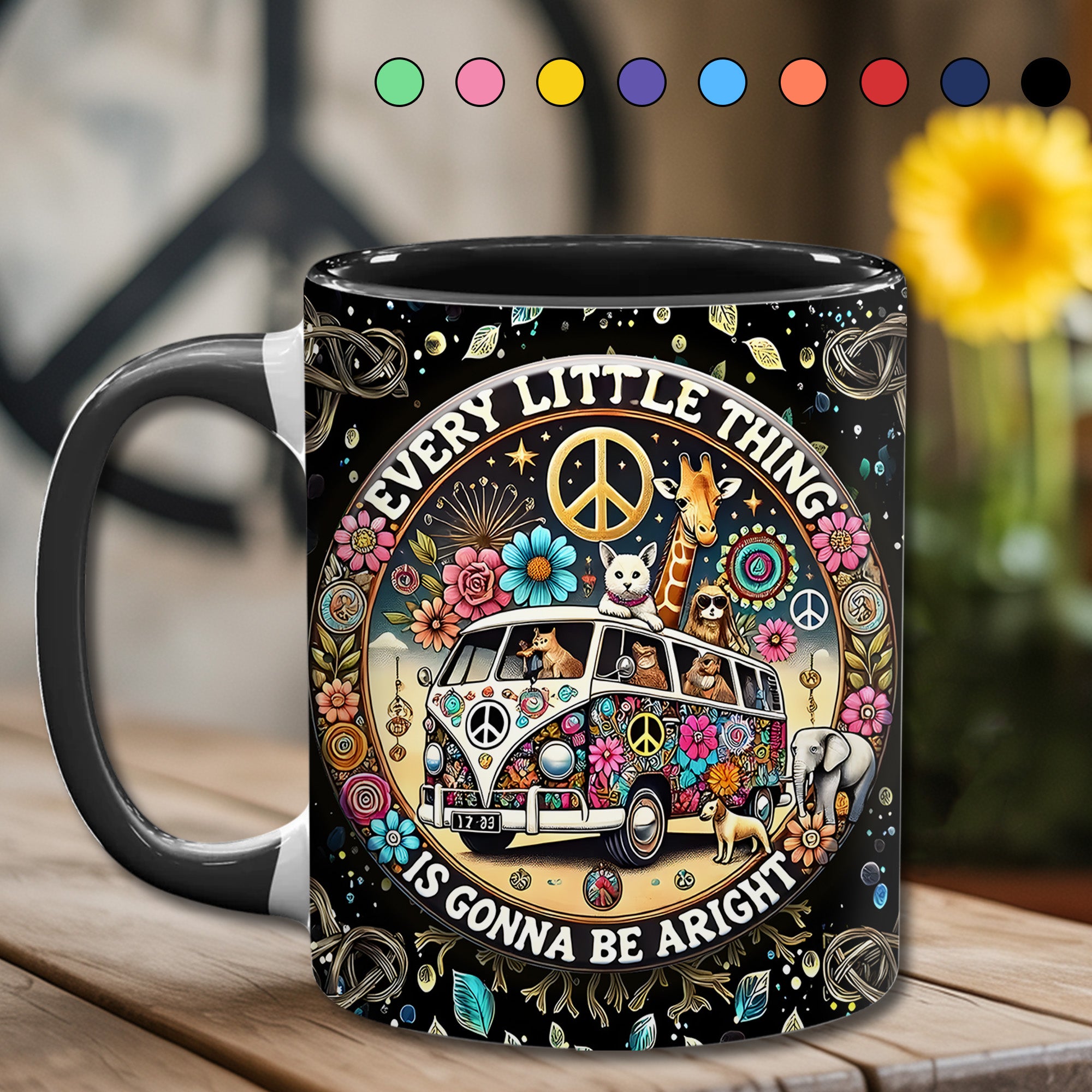 Personalized Hippie Accent Mug Every Little Thing Is Gonna Be Alright Best Gifts For The Hippie In Your Life - Image 11