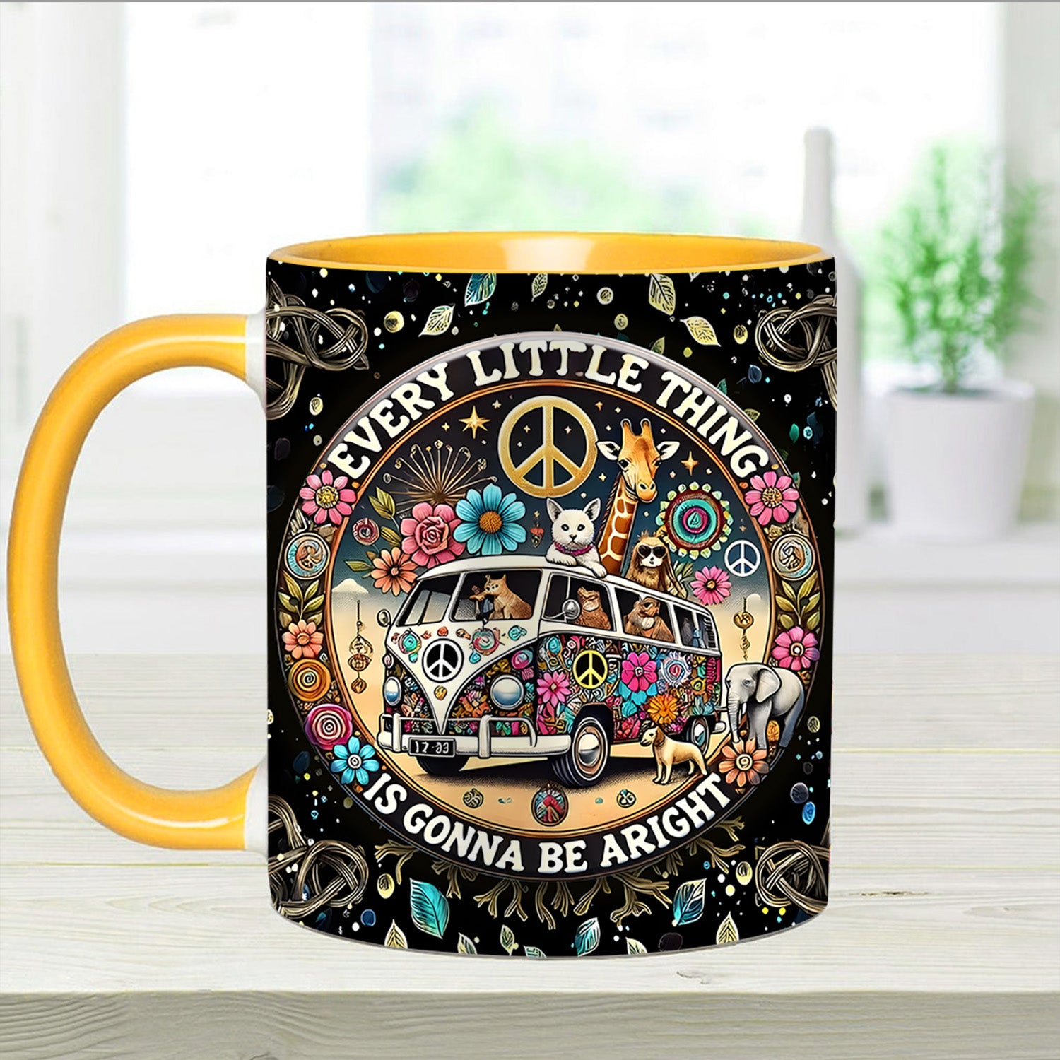 Personalized Hippie Accent Mug Every Little Thing Is Gonna Be Alright Best Gifts For The Hippie In Your Life - Image 10