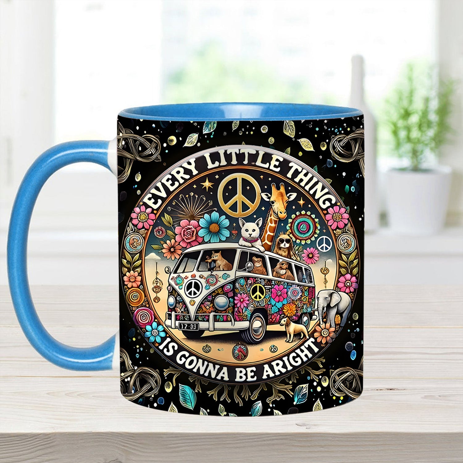 Personalized Hippie Accent Mug Every Little Thing Is Gonna Be Alright Best Gifts For The Hippie In Your Life - Image 4