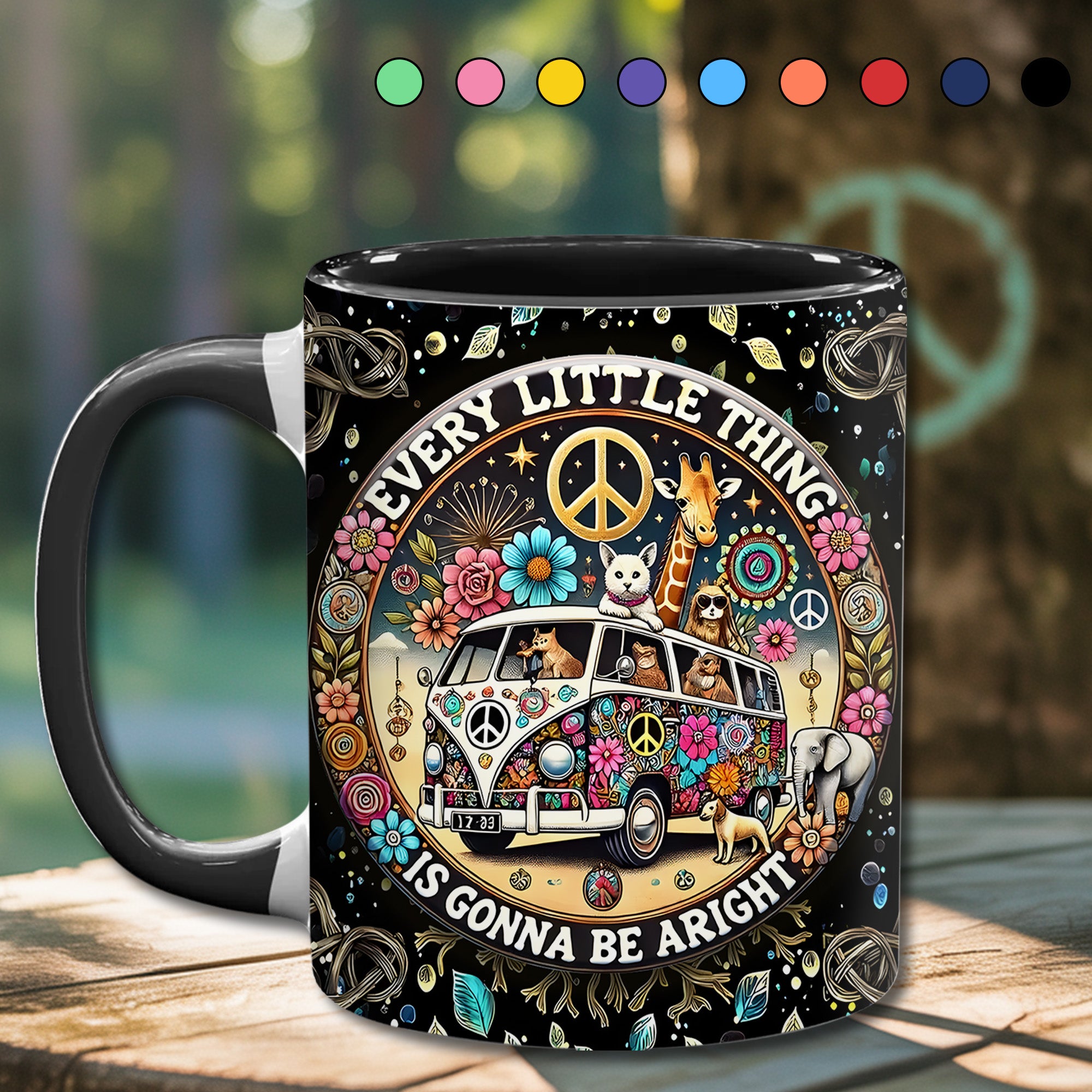 Personalized Hippie Accent Mug Every Little Thing Is Gonna Be Alright Best Gifts For The Hippie In Your Life - Image 13