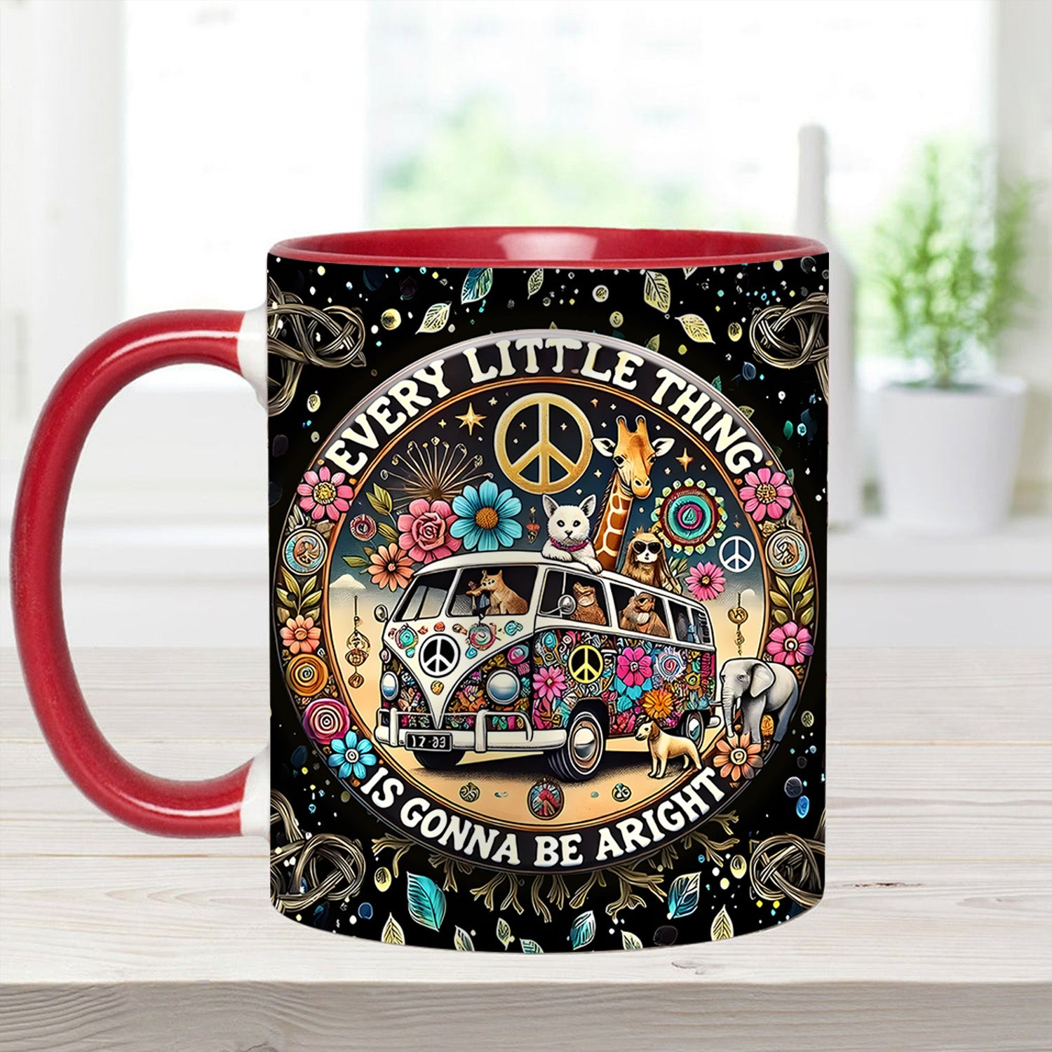 Personalized Hippie Accent Mug Every Little Thing Is Gonna Be Alright Best Gifts For The Hippie In Your Life - Image 9