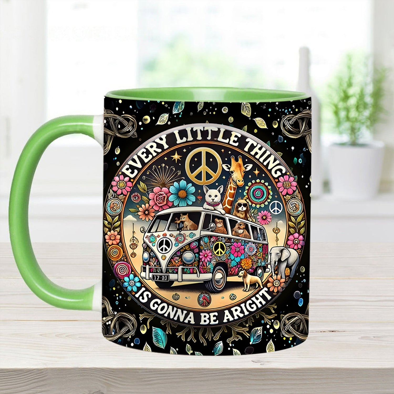Personalized Hippie Accent Mug Every Little Thing Is Gonna Be Alright Best Gifts For The Hippie In Your Life - Image 3