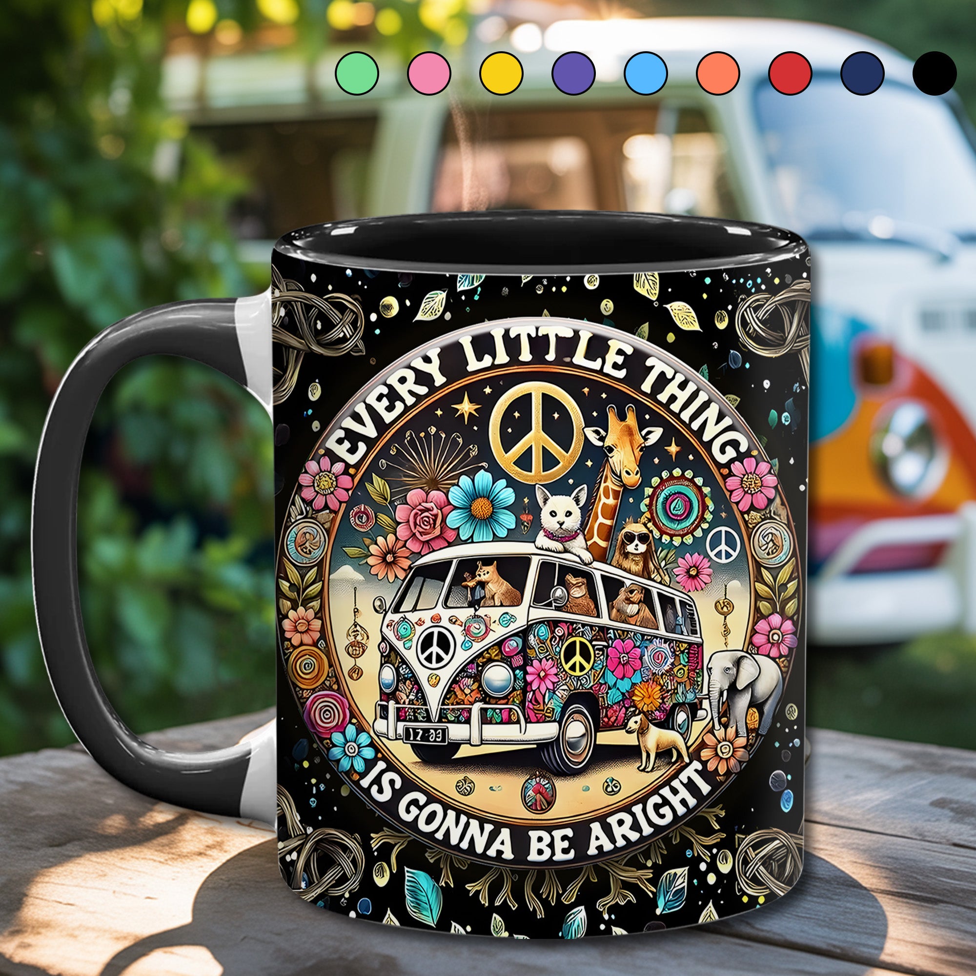Personalized Hippie Accent Mug Every Little Thing Is Gonna Be Alright Best Gifts For The Hippie In Your Life - Image 12