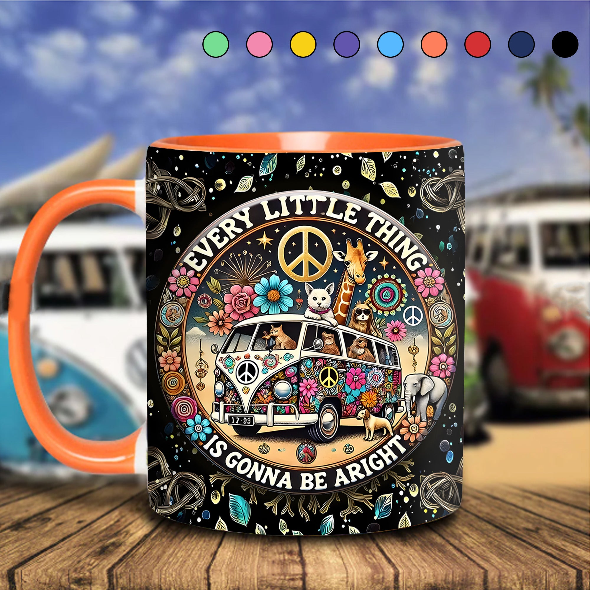 Personalized Hippie Accent Mug Every Little Thing Is Gonna Be Alright Best Gifts For The Hippie In Your Life