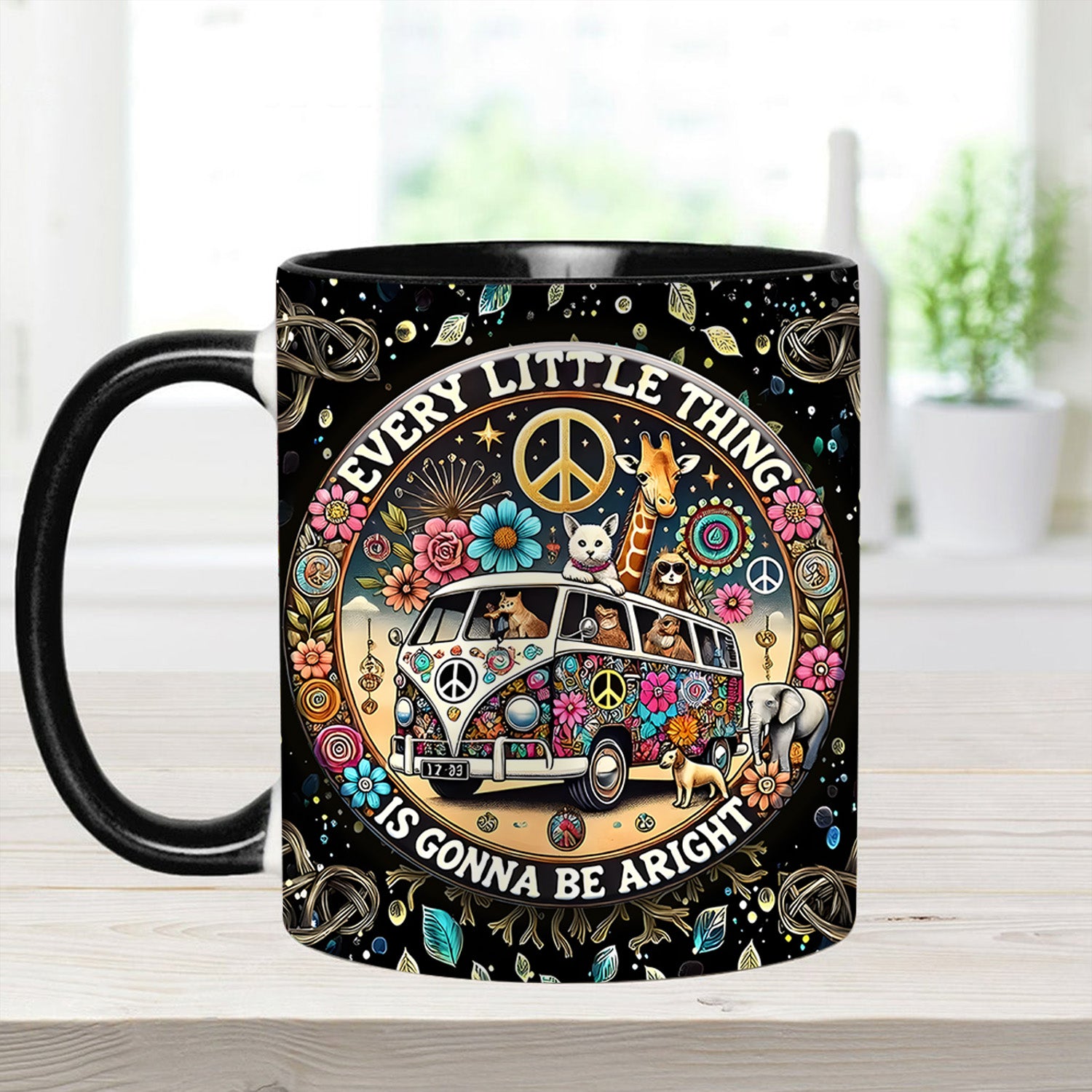 Personalized Hippie Accent Mug Every Little Thing Is Gonna Be Alright Best Gifts For The Hippie In Your Life - Image 2