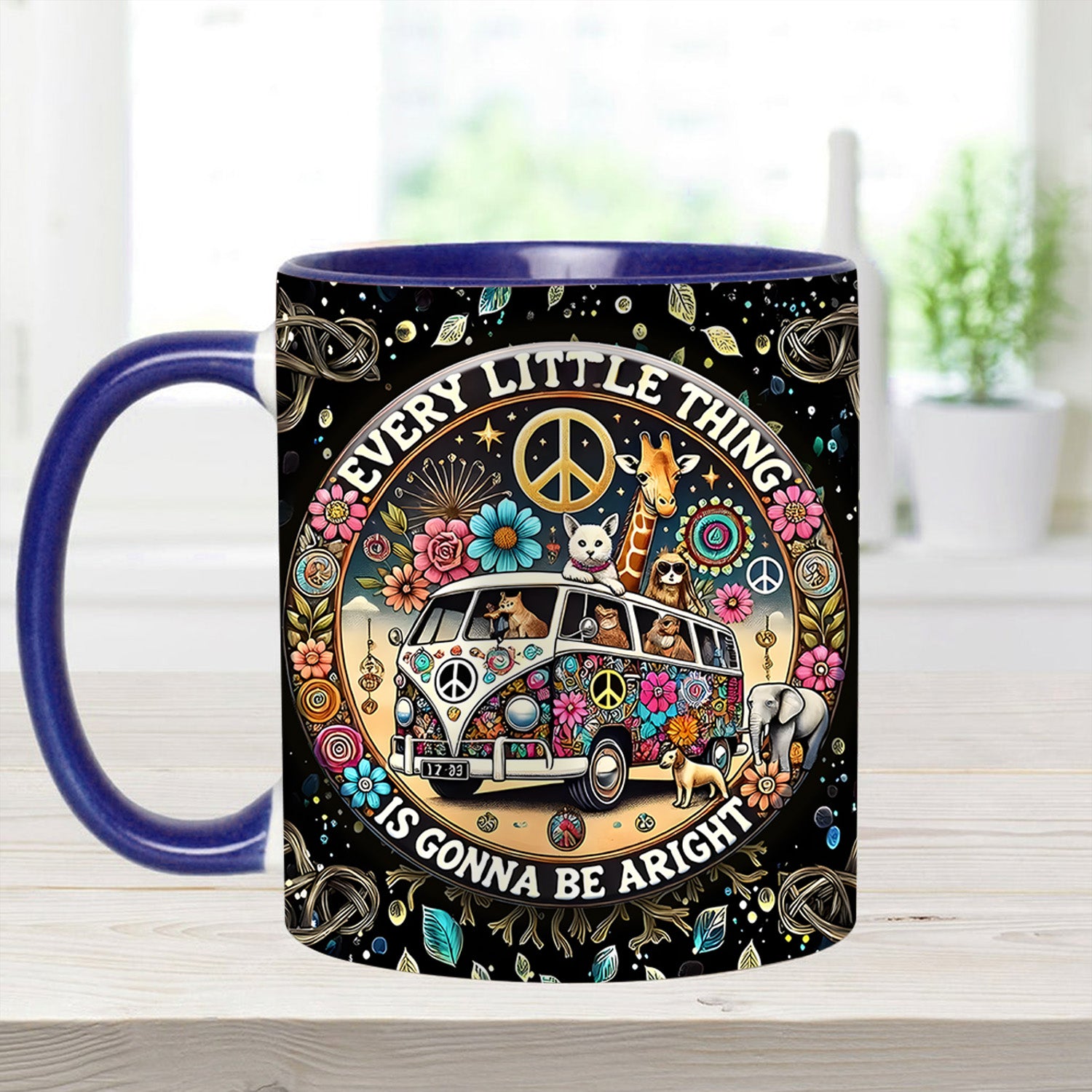 Personalized Hippie Accent Mug Every Little Thing Is Gonna Be Alright Best Gifts For The Hippie In Your Life - Image 8