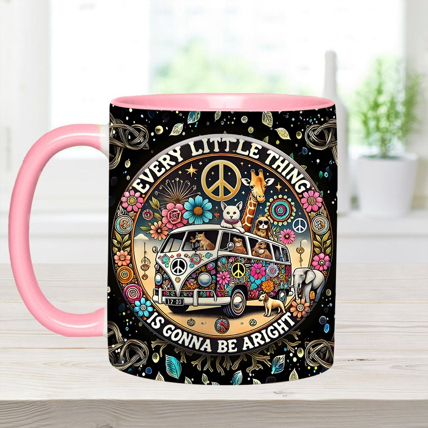 Personalized Hippie Accent Mug Every Little Thing Is Gonna Be Alright Best Gifts For The Hippie In Your Life - Image 5