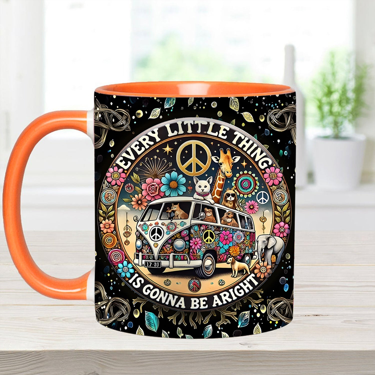 Personalized Hippie Accent Mug Every Little Thing Is Gonna Be Alright Best Gifts For The Hippie In Your Life - Image 6