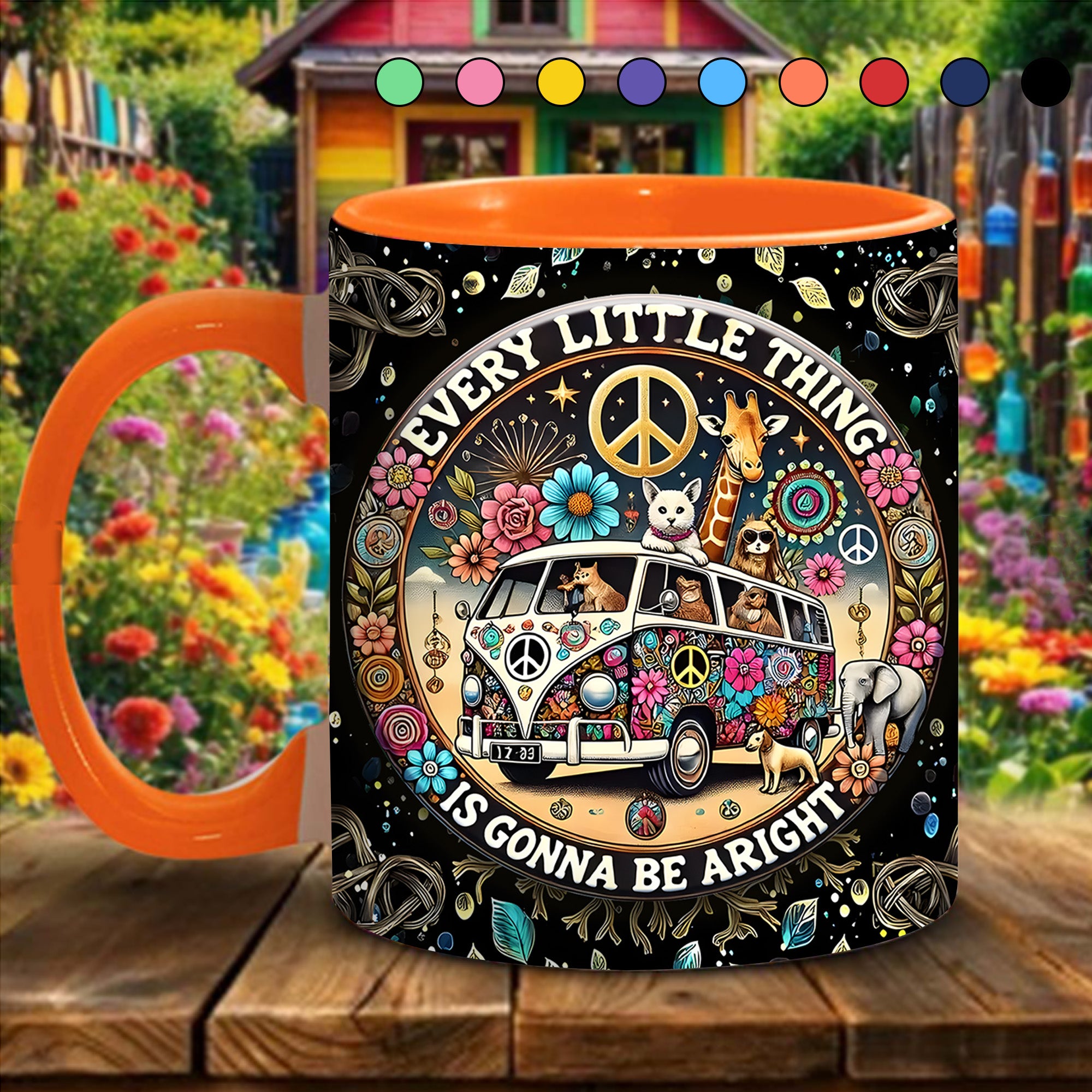 Personalized Hippie Accent Mug Every Little Thing Is Gonna Be Alright Best Gifts For The Hippie In Your Life - Image 14