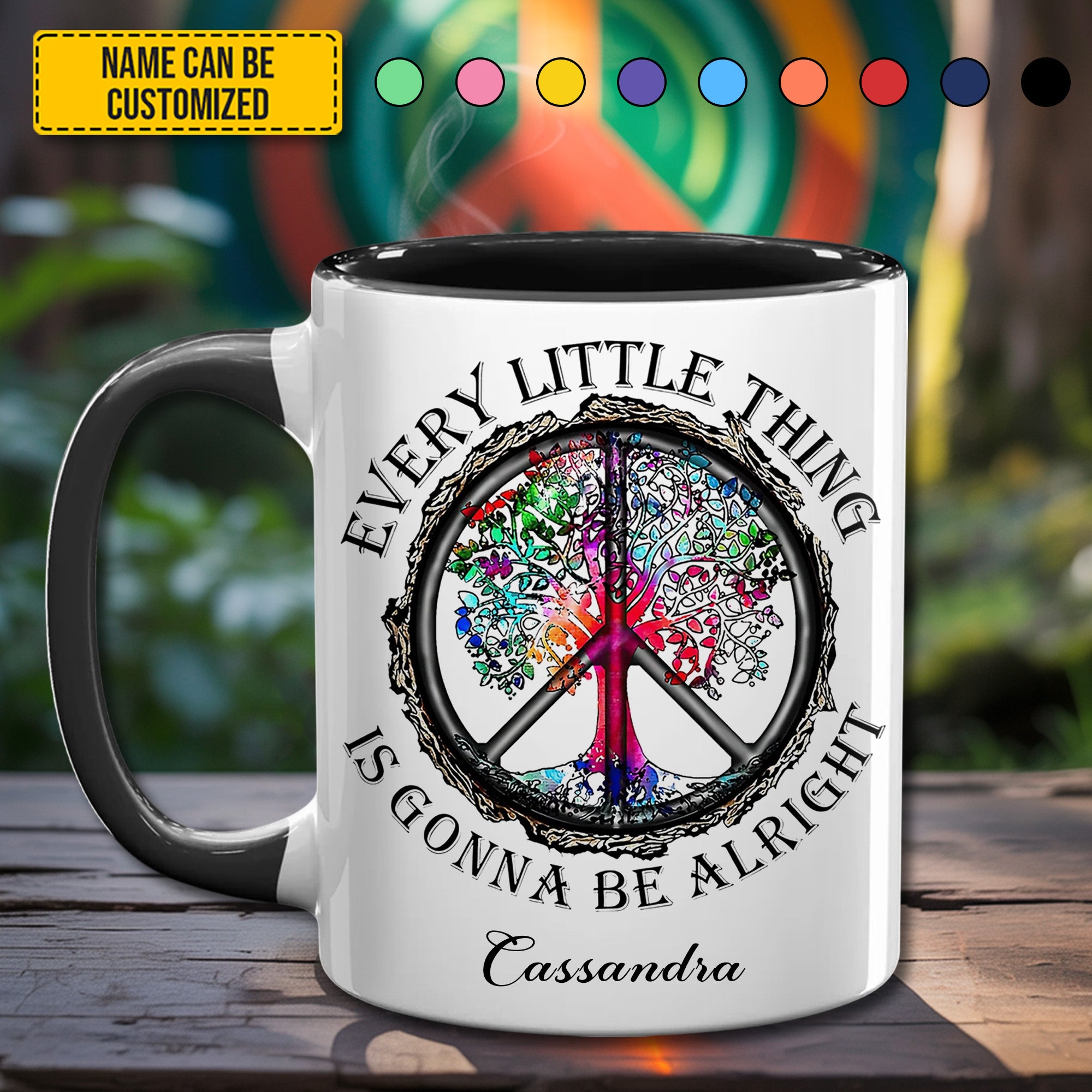 Personalized Hippie Accent Mug Every Little Thing Is Gonna Be Alright Gifts For The Hippie Mom