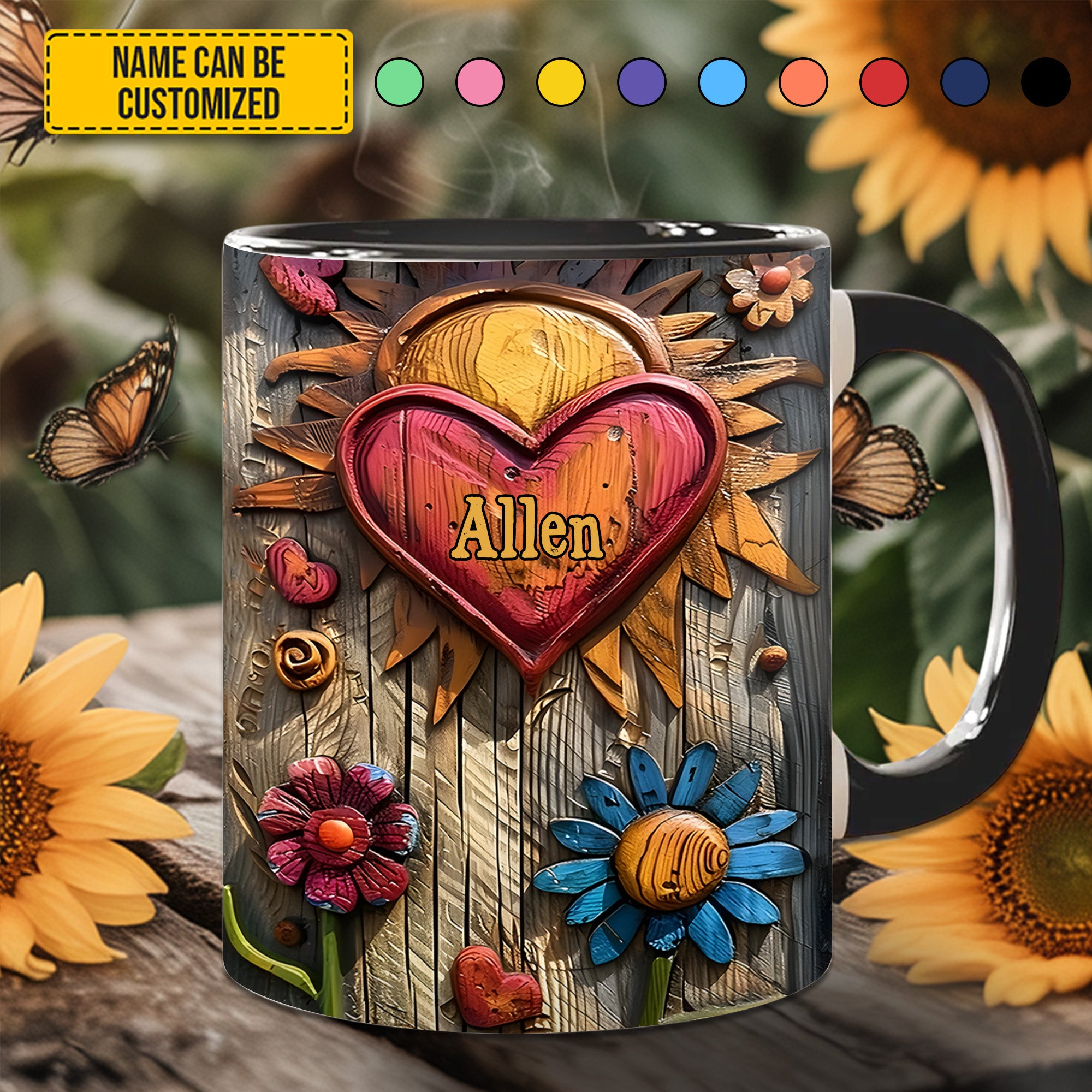 Personalized Hippie Accent Mug Hippie Heart Symbol Hippie Gifts For Women - Image 3