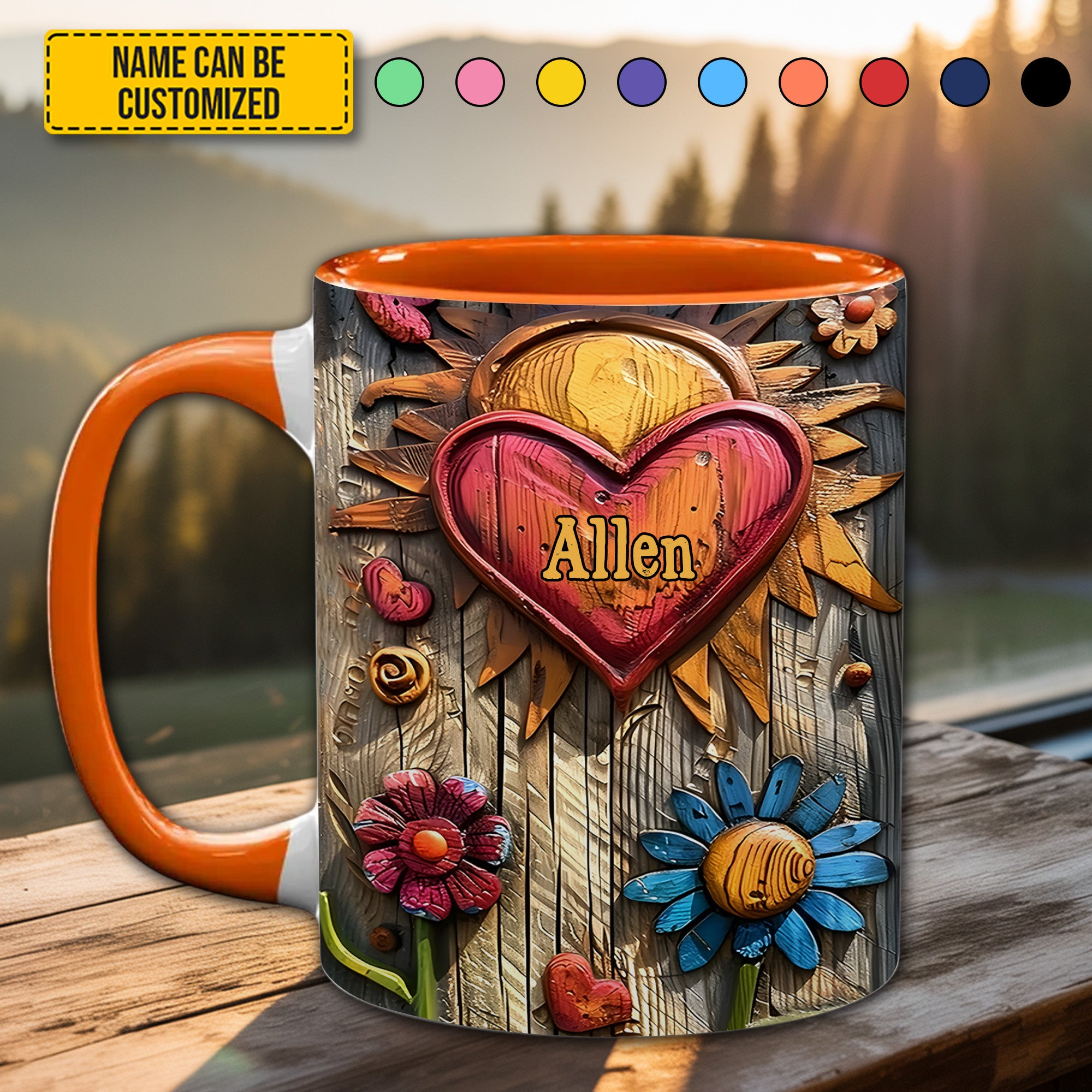 Personalized Hippie Accent Mug Hippie Heart Symbol Hippie Gifts For Women - Image 2