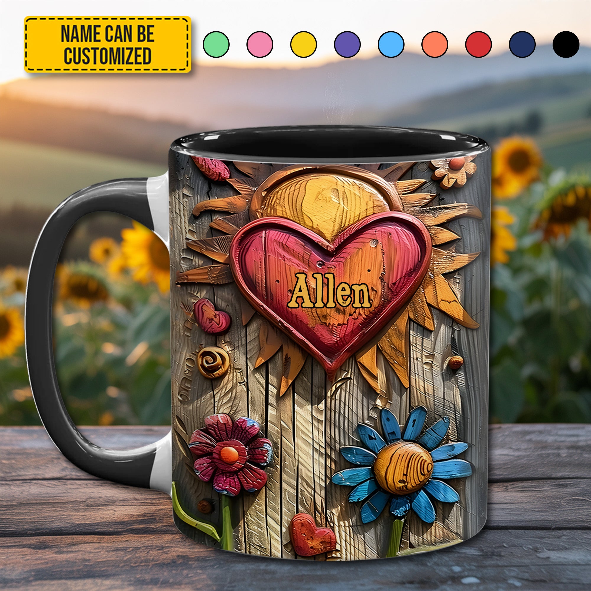 Personalized Hippie Accent Mug Hippie Heart Symbol Hippie Gifts For Women - Image 4