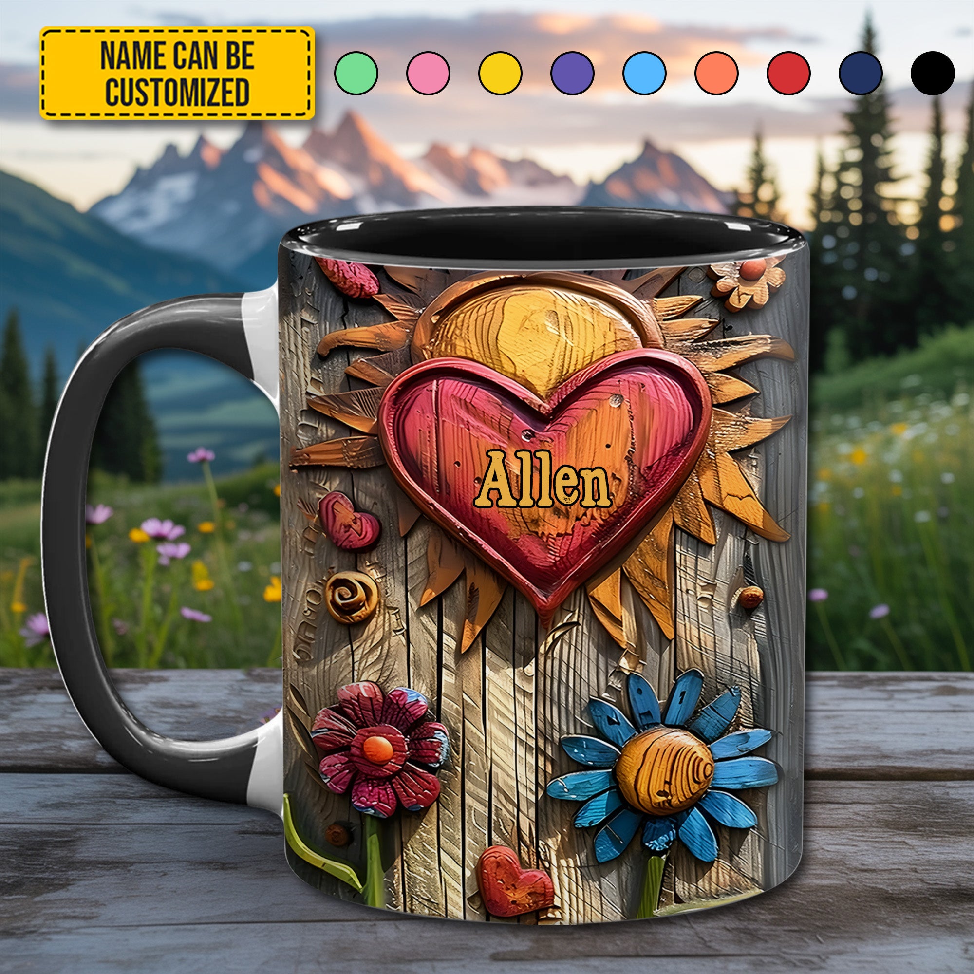 Personalized Hippie Accent Mug Hippie Heart Symbol Hippie Gifts For Women - Image 5