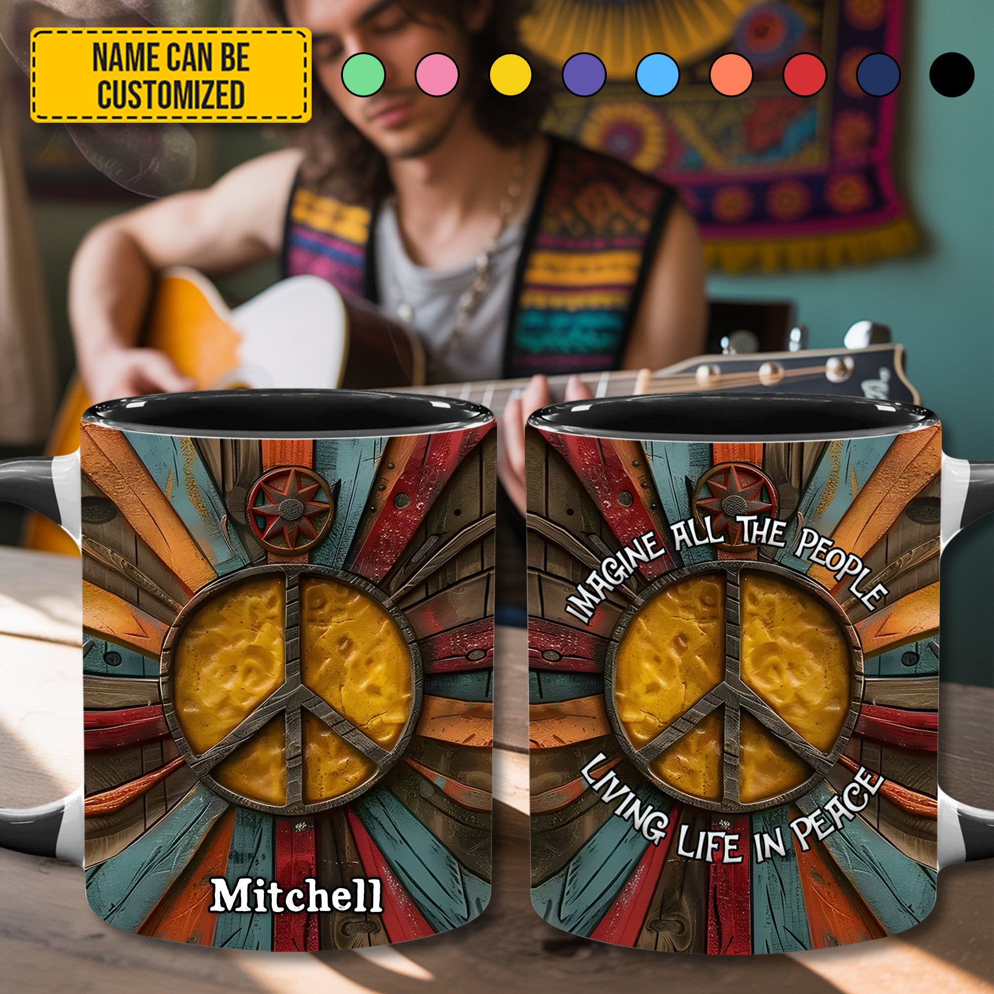 Personalized Hippie Accent Mug Hippie Symbol Good Gifts For Hippie Girlfriend - Image 4