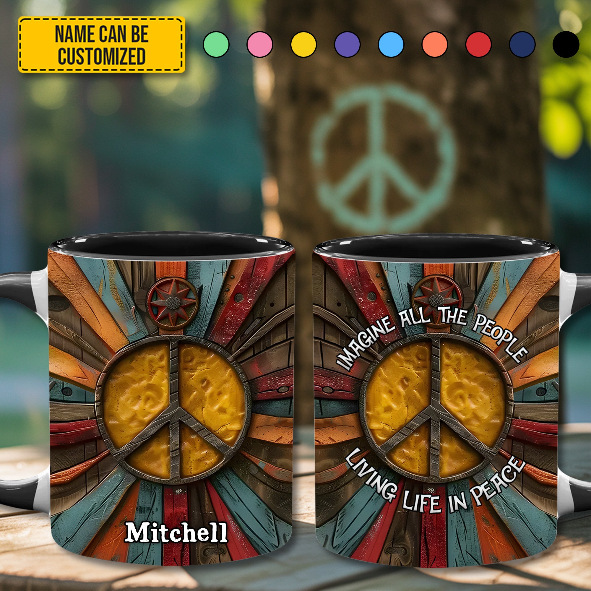 Personalized Hippie Accent Mug Hippie Symbol Good Gifts For Hippie Girlfriend - Image 3