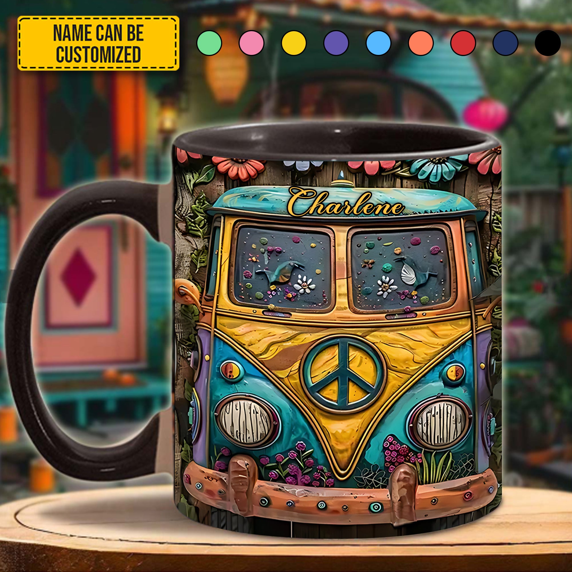 Personalized Hippie Accent Mug Hippie Van Gifts For Your Hippie Friend - Image 3