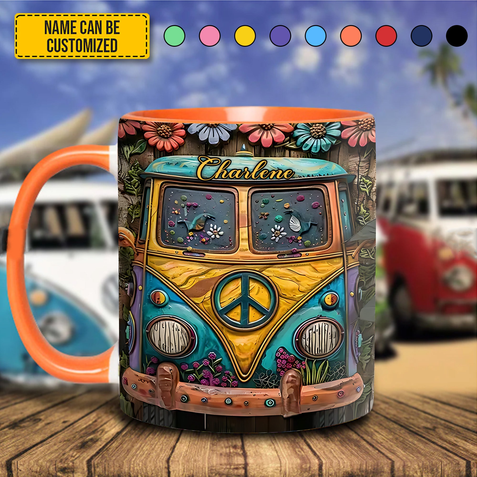 Personalized Hippie Accent Mug Hippie Van Gifts For Your Hippie Friend - Image 2