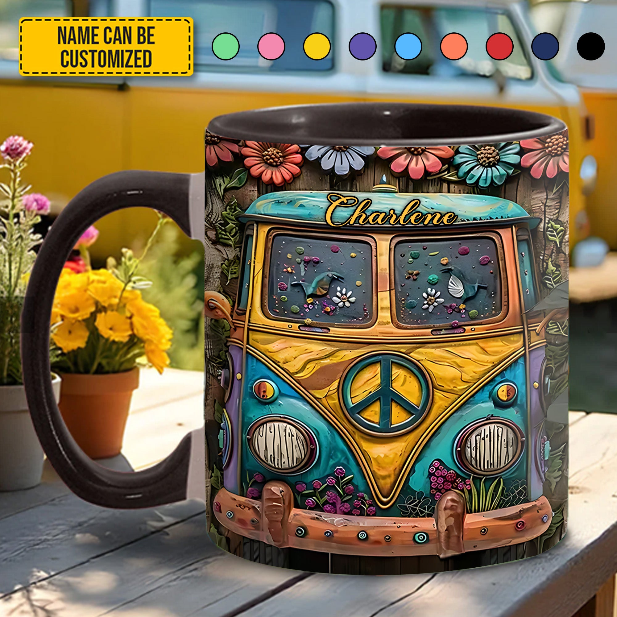 Personalized Hippie Accent Mug Hippie Van Gifts For Your Hippie Friend - Image 4
