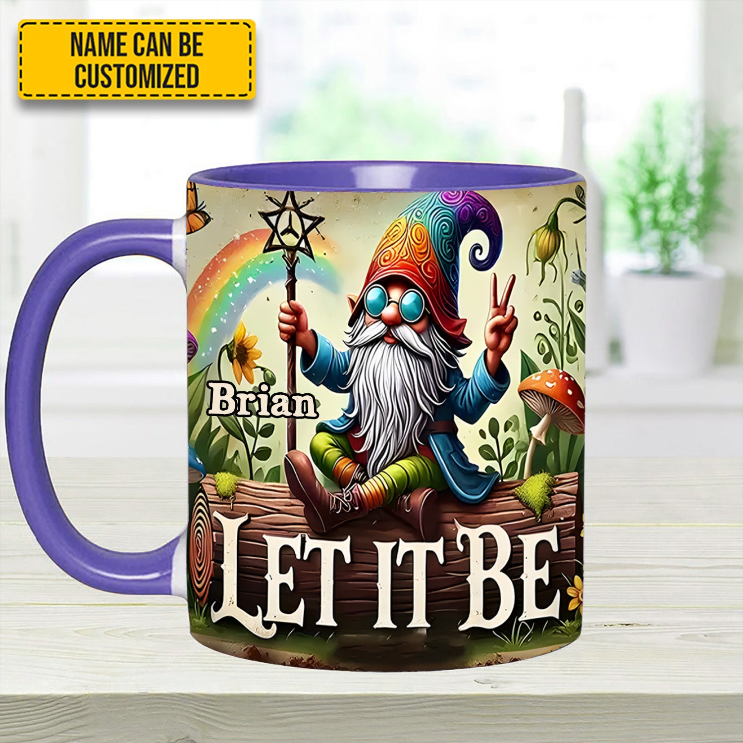 Personalized Hippie Accent Mug Let It Be Gnome Gifts For Hippie Boyfriend - Image 14