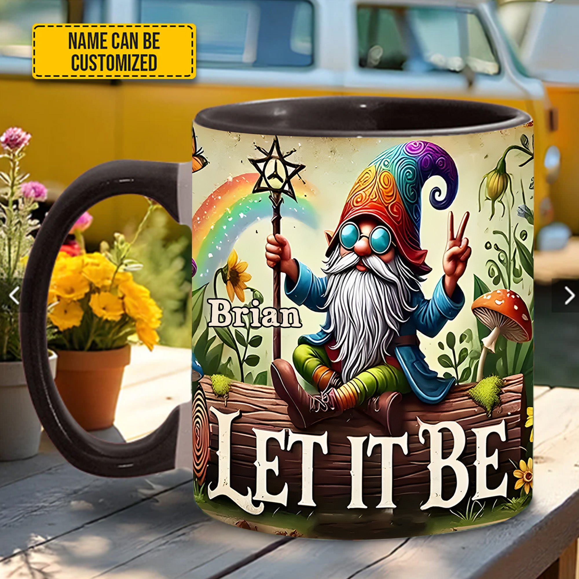 Personalized Hippie Accent Mug Let It Be Gnome Gifts For Hippie Boyfriend - Image 3