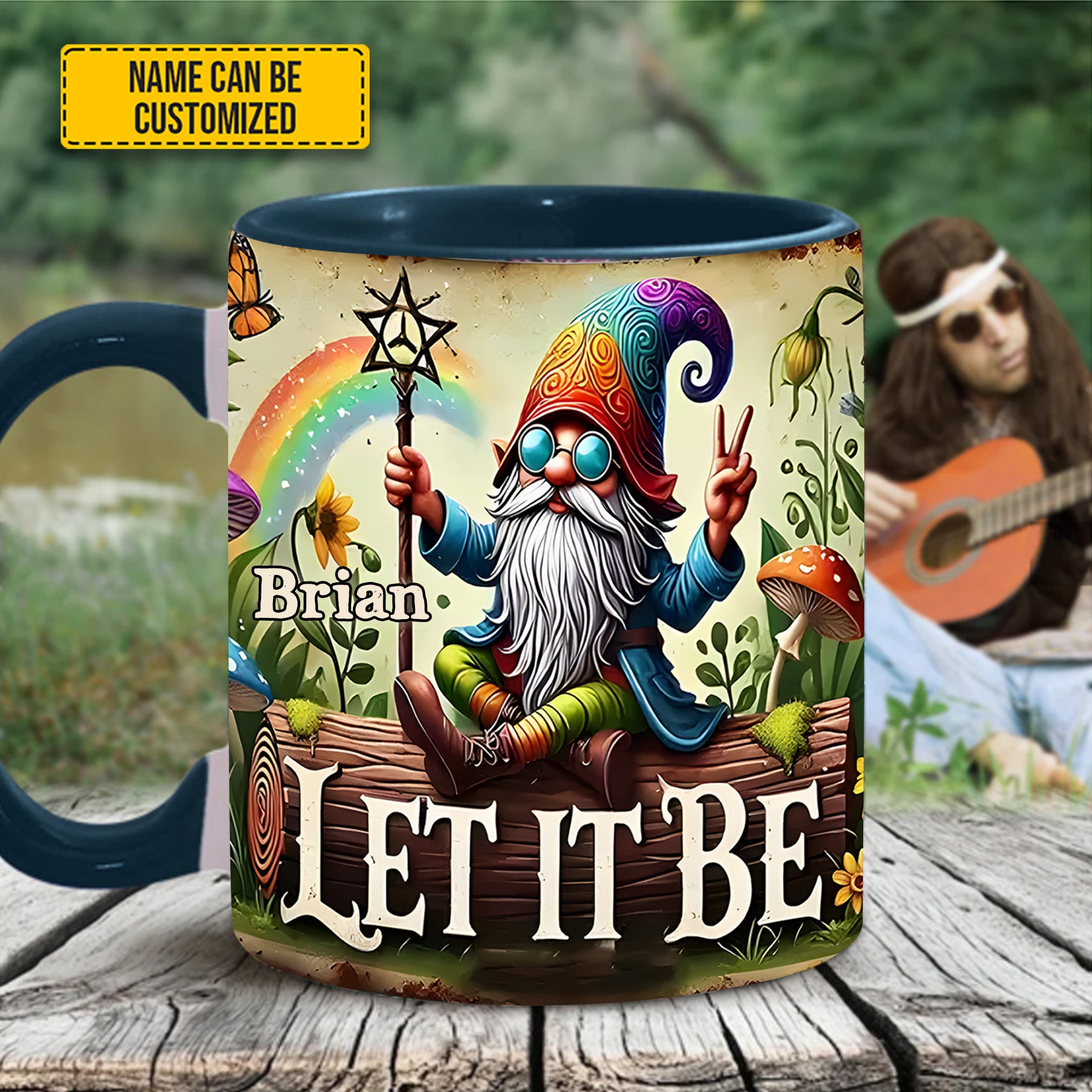 Personalized Hippie Accent Mug Let It Be Gnome Gifts For Hippie Boyfriend - Image 2