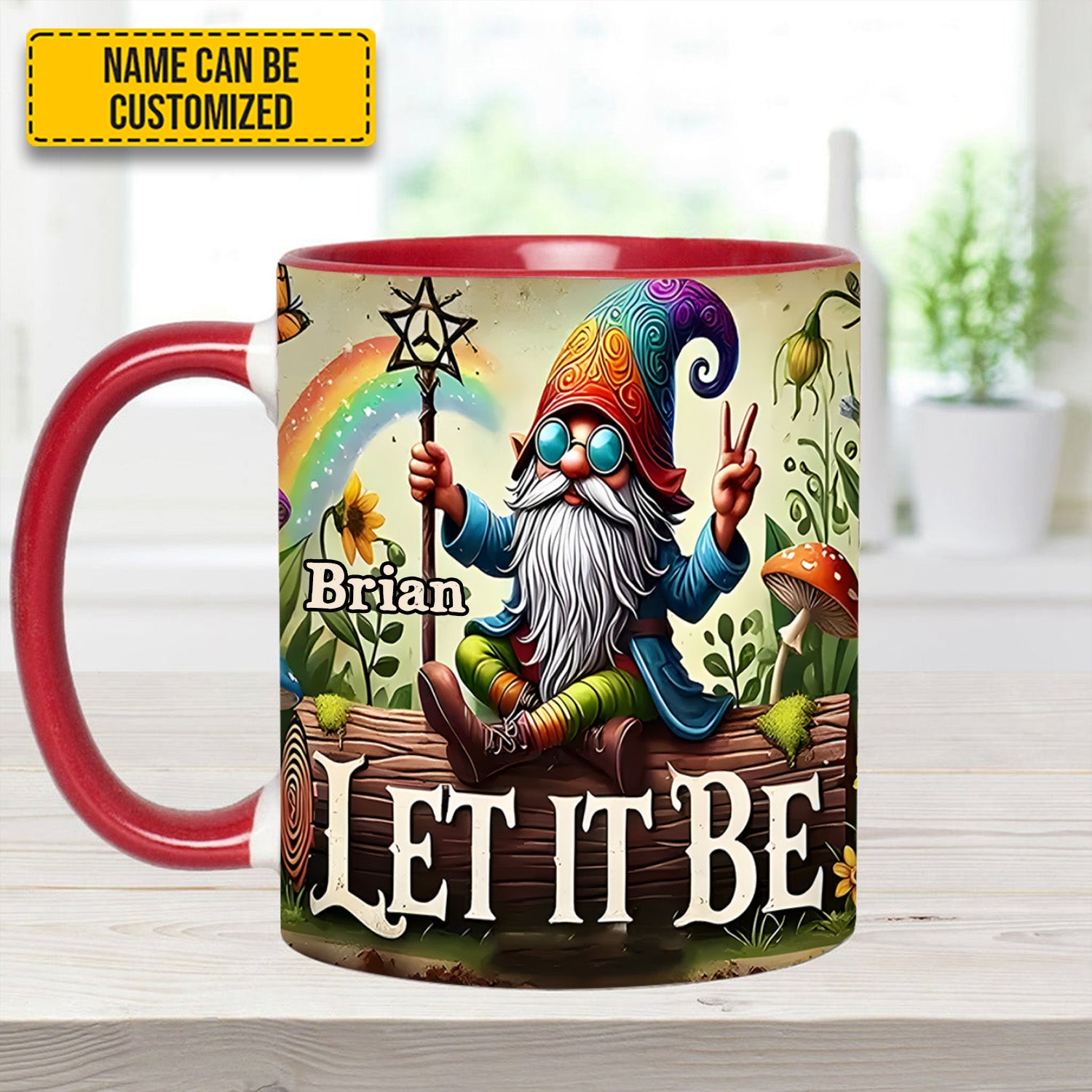 Personalized Hippie Accent Mug Let It Be Gnome Gifts For Hippie Boyfriend - Image 7