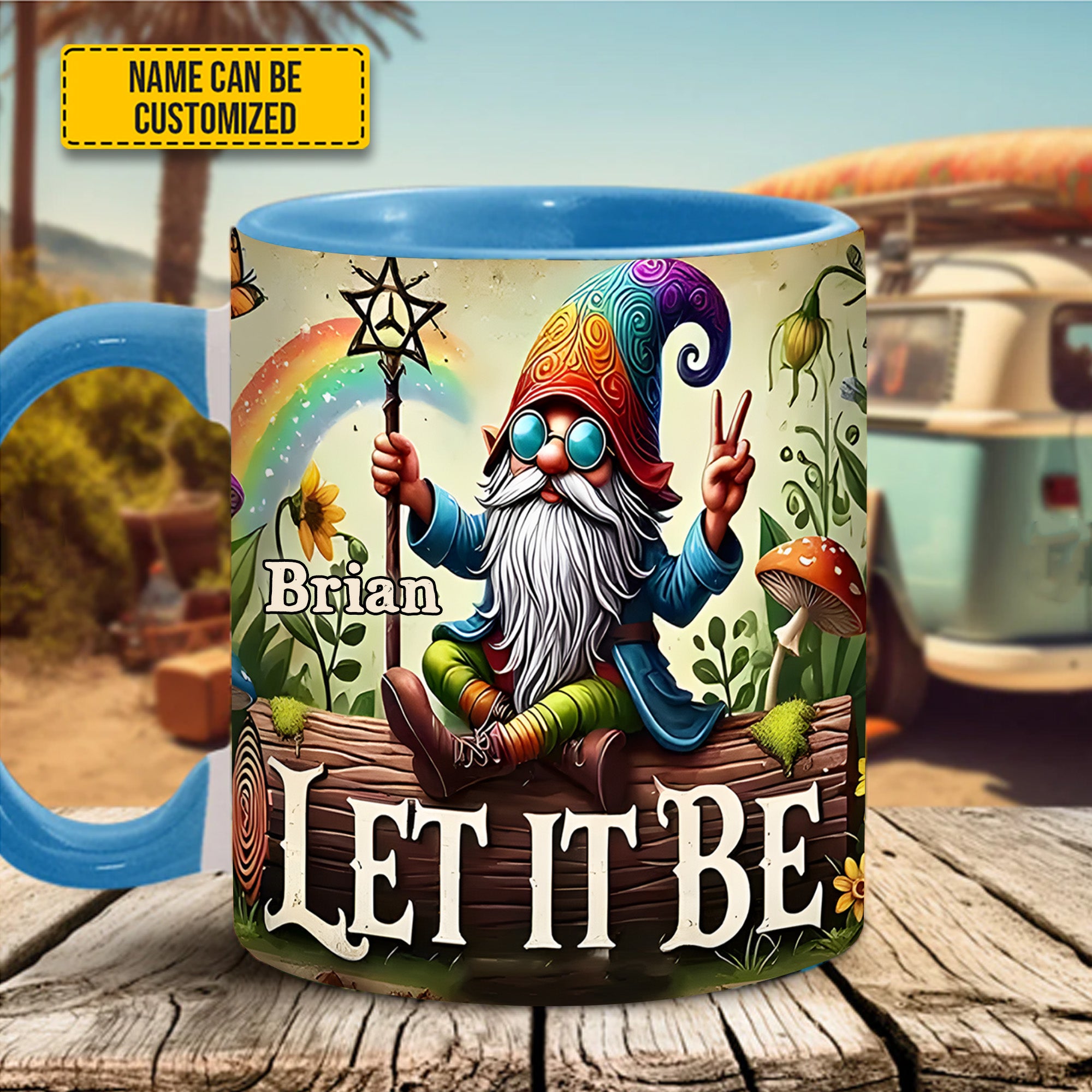 Personalized Hippie Accent Mug Let It Be Gnome Gifts For Hippie Boyfriend - Image 5