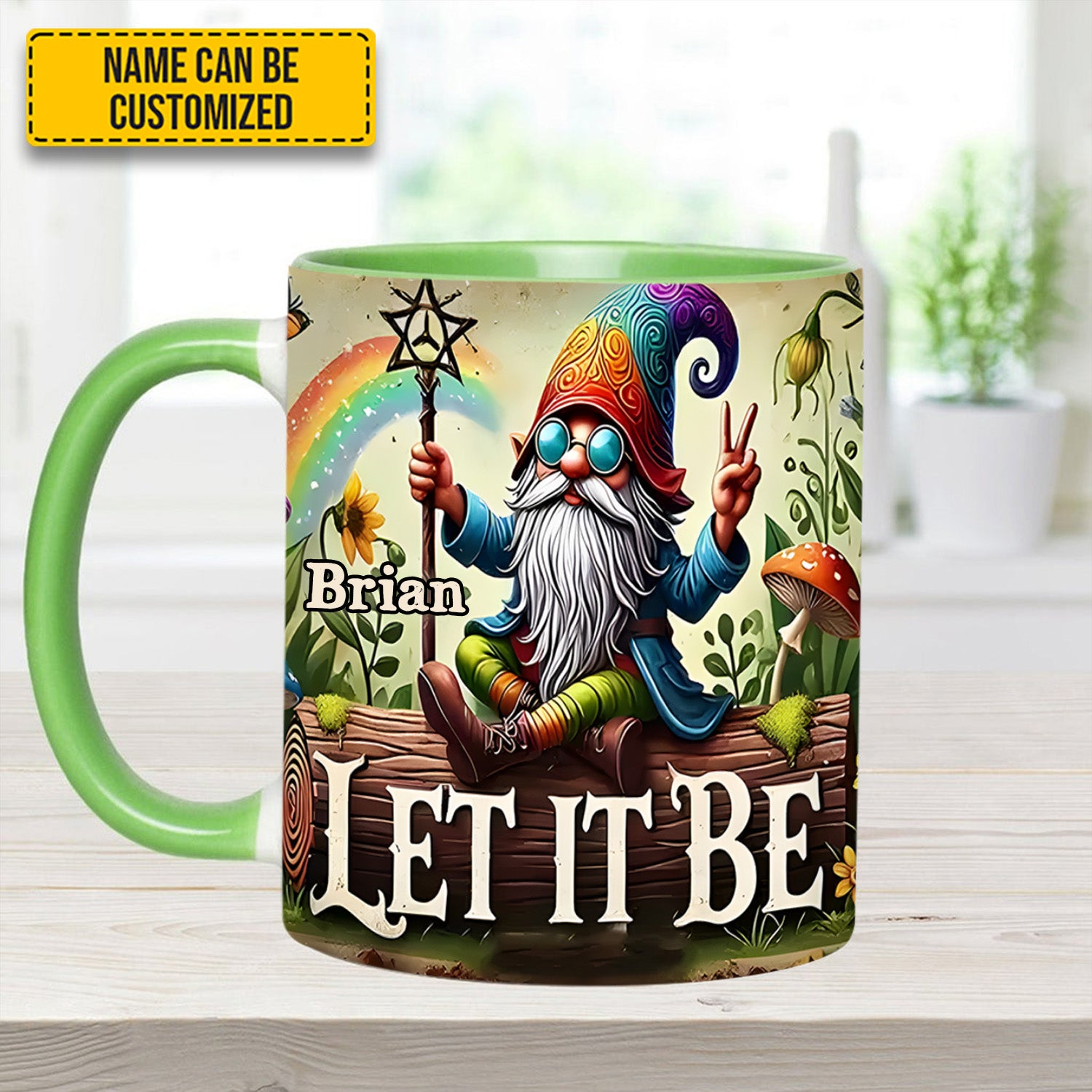 Personalized Hippie Accent Mug Let It Be Gnome Gifts For Hippie Boyfriend - Image 8