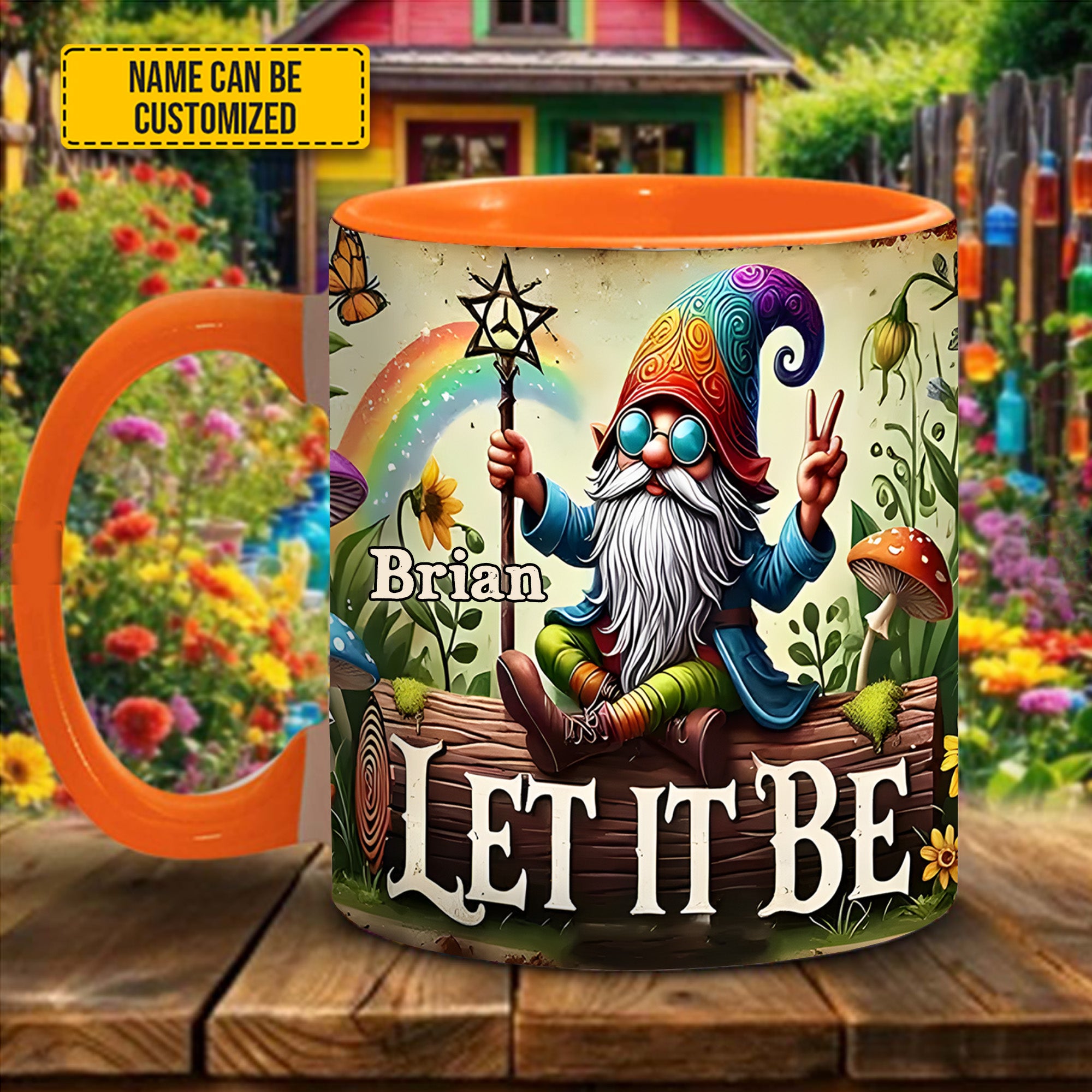 Personalized Hippie Accent Mug Let It Be Gnome Gifts For Hippie Boyfriend